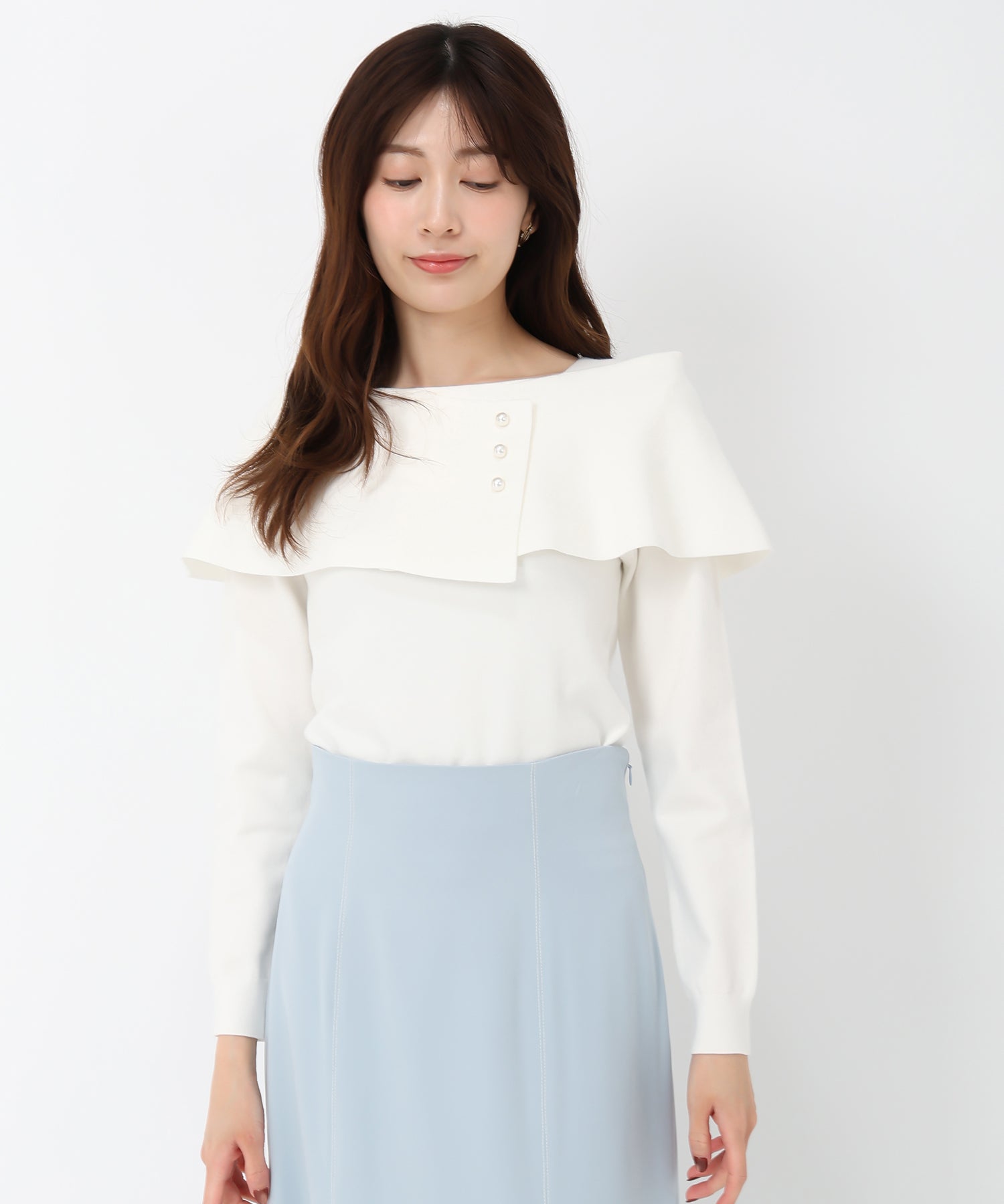 ミッシュマッシュ MISCH MASCH 2025春夏新作不對稱斗篷珍珠針織/MM518302