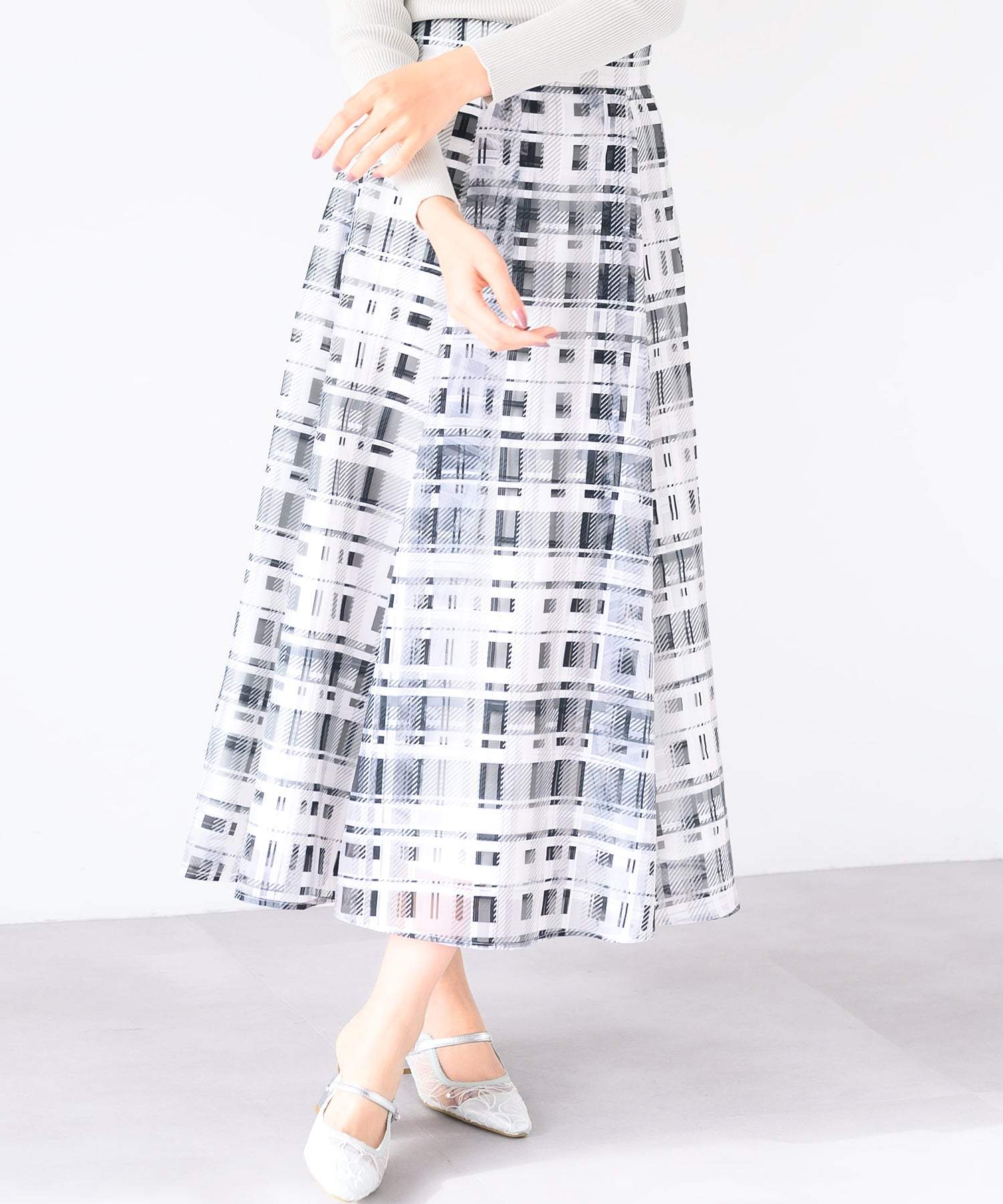 ミッシュマッシュ MISCH MASCH 2025春夏新作 シアーチェックフレアスカート/MM517217