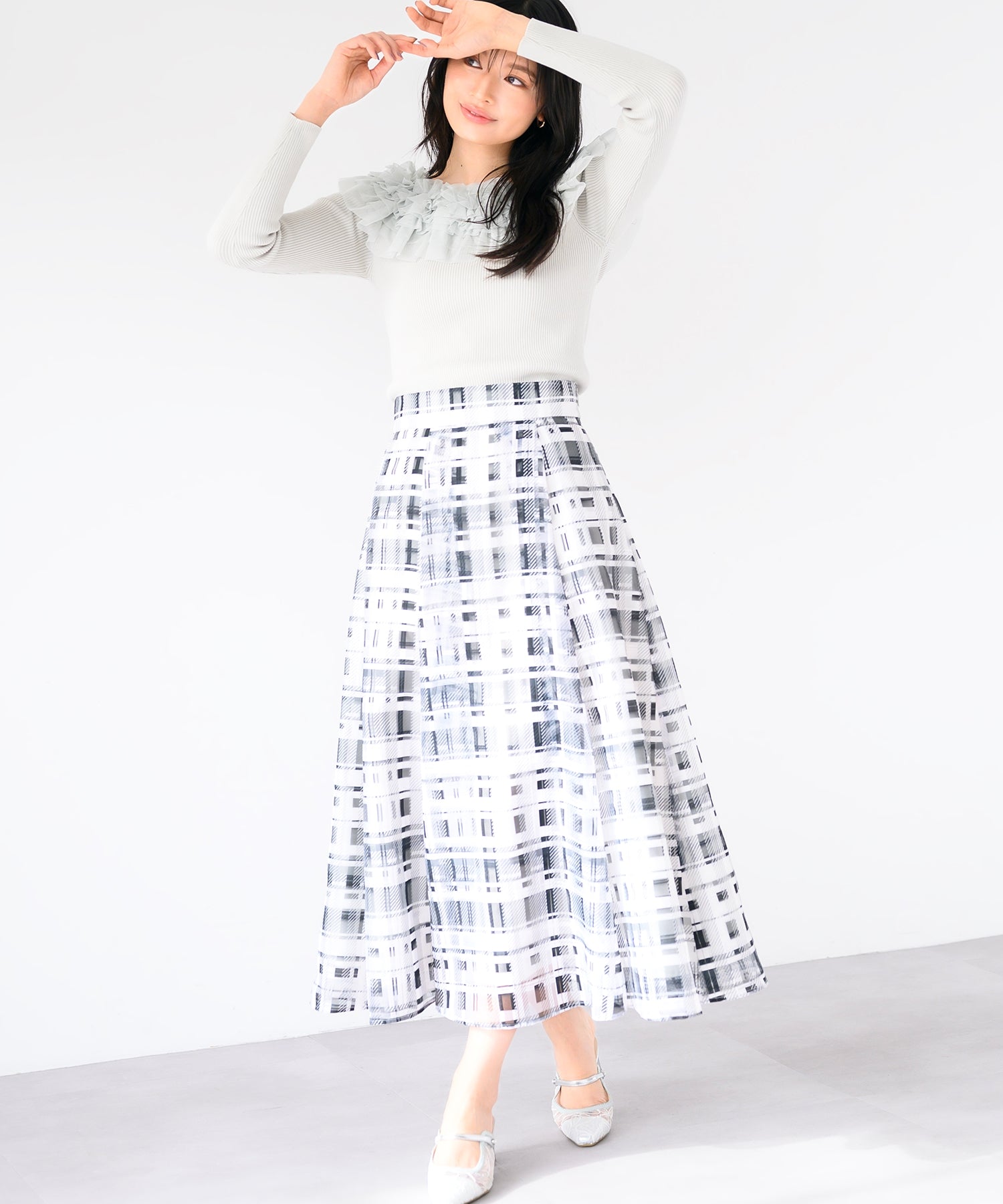 ミッシュマッシュ MISCH MASCH 2025春夏新作 シアーチェックフレアスカート/MM517217