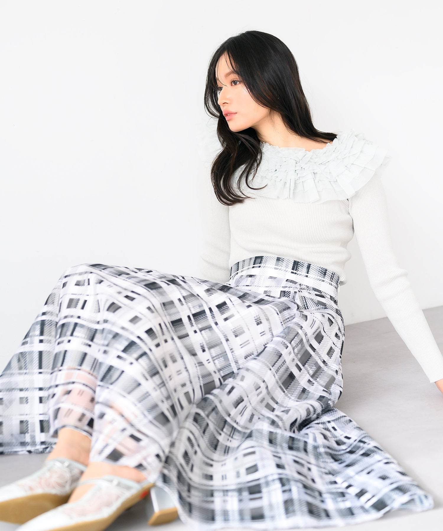 ミッシュマッシュ MISCH MASCH 2025春夏新作 シアーチェックフレアスカート/MM517217