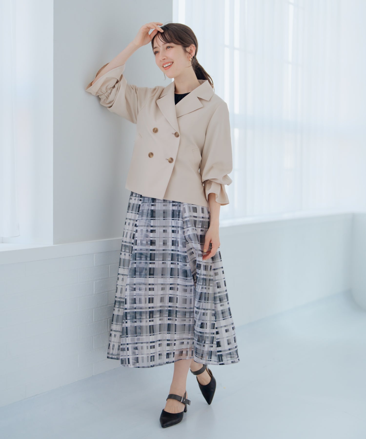 ミッシュマッシュ MISCH MASCH 2025春夏新作 シアーチェックフレアスカート/MM517217