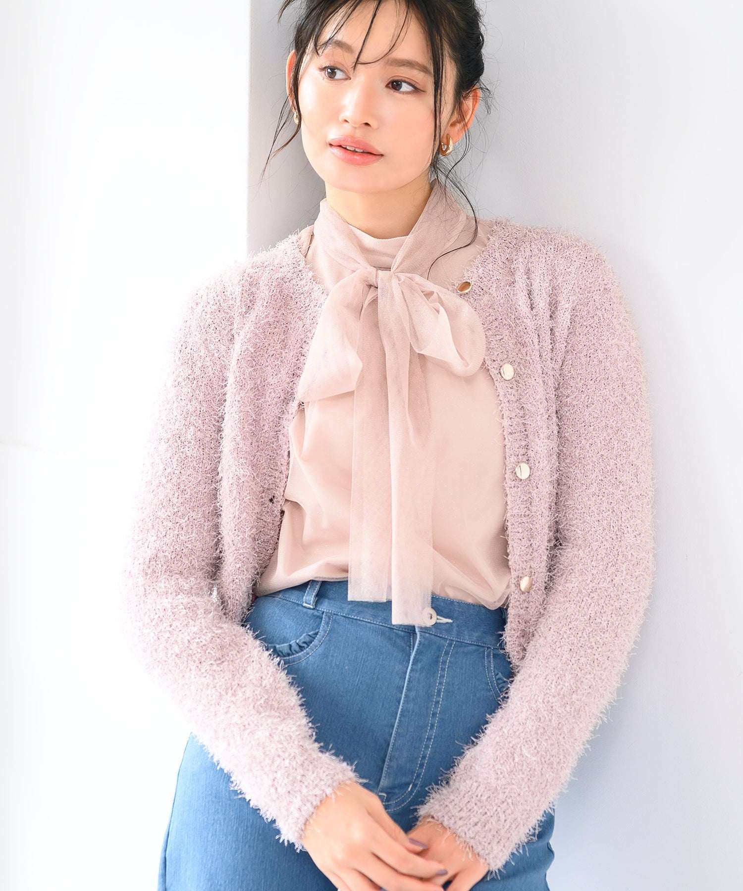 ミッシュマッシュ MISCH MASCH 2025春夏新作 チュールボウタイブラウス/MM518104