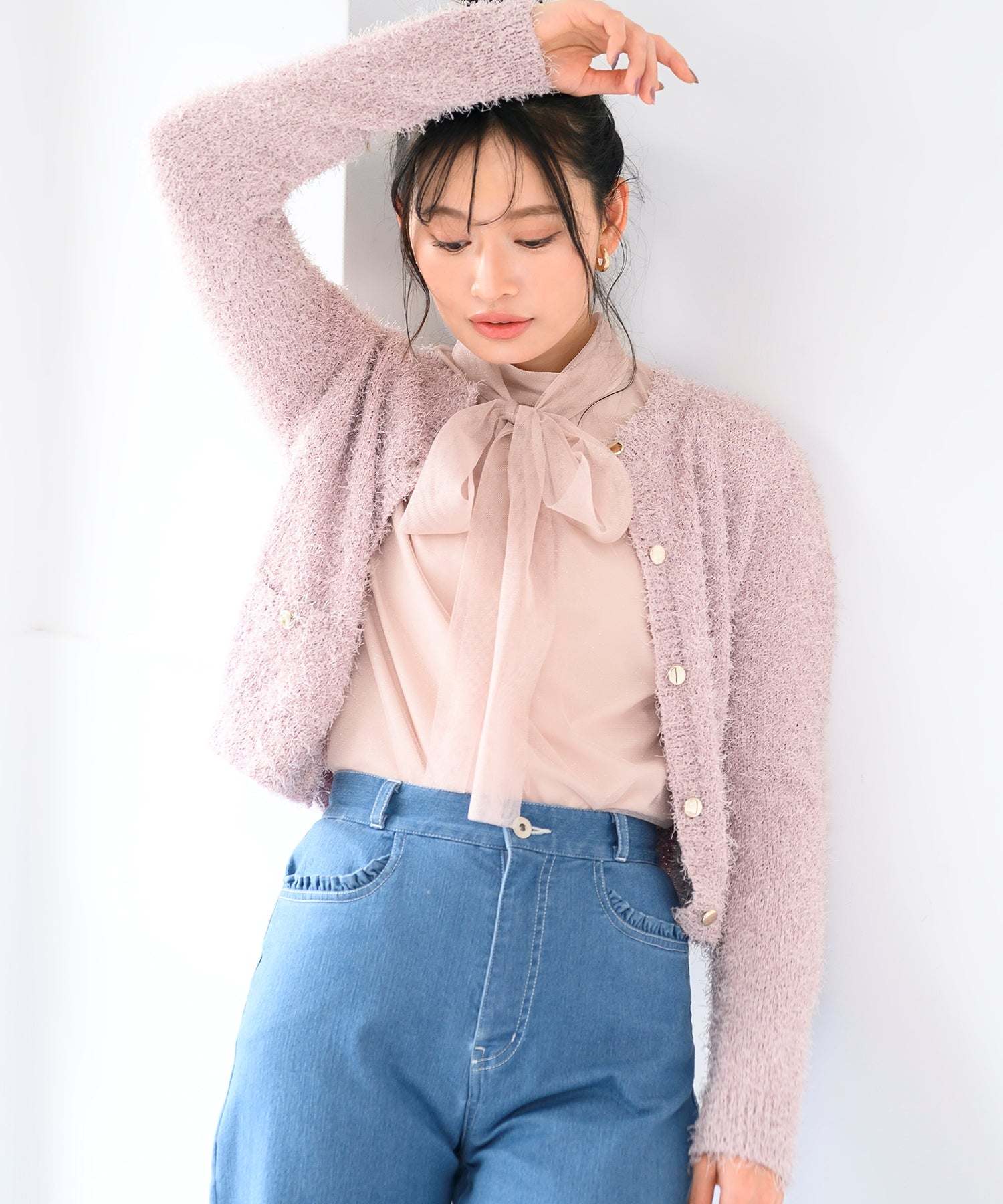 ミッシュマッシュ MISCH MASCH 2025春夏新作 チュールボウタイブラウス/MM518104