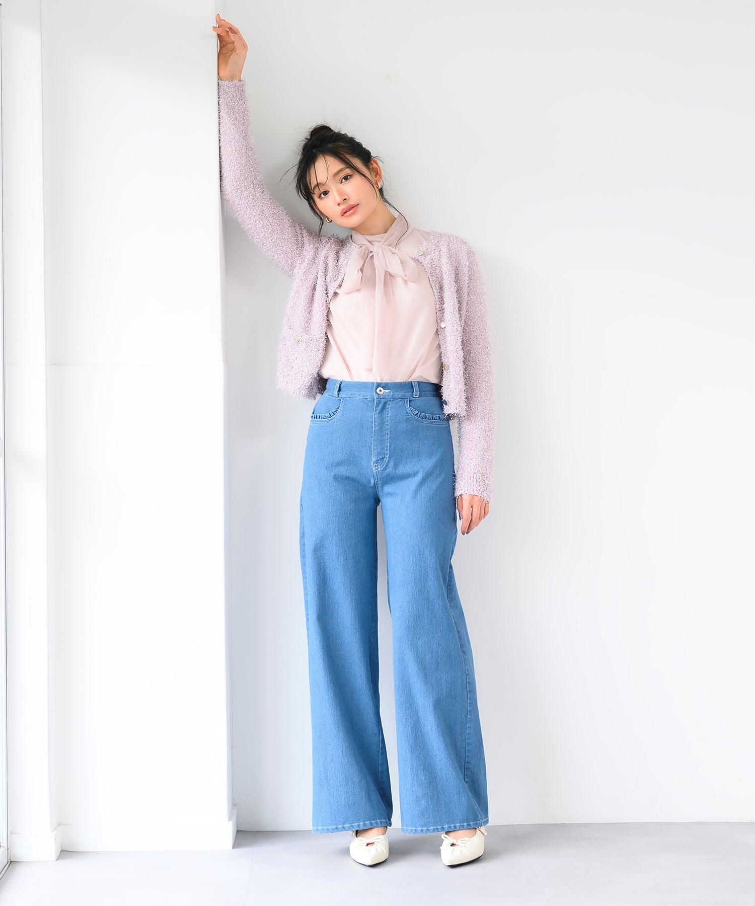 ミッシュマッシュ MISCH MASCH 2025春夏新作 チュールボウタイブラウス/MM518104