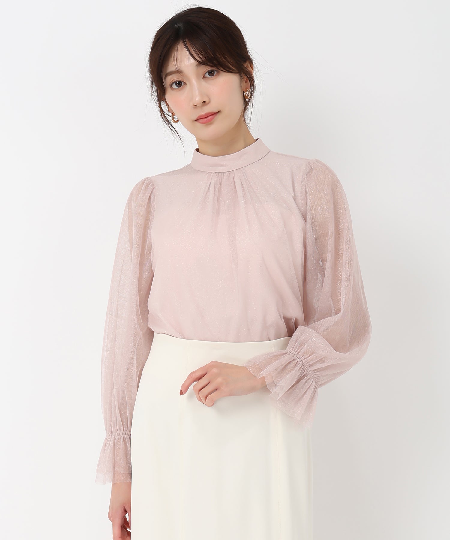 ミッシュマッシュ MISCH MASCH 2025春夏新作 チュールボウタイブラウス/MM518104