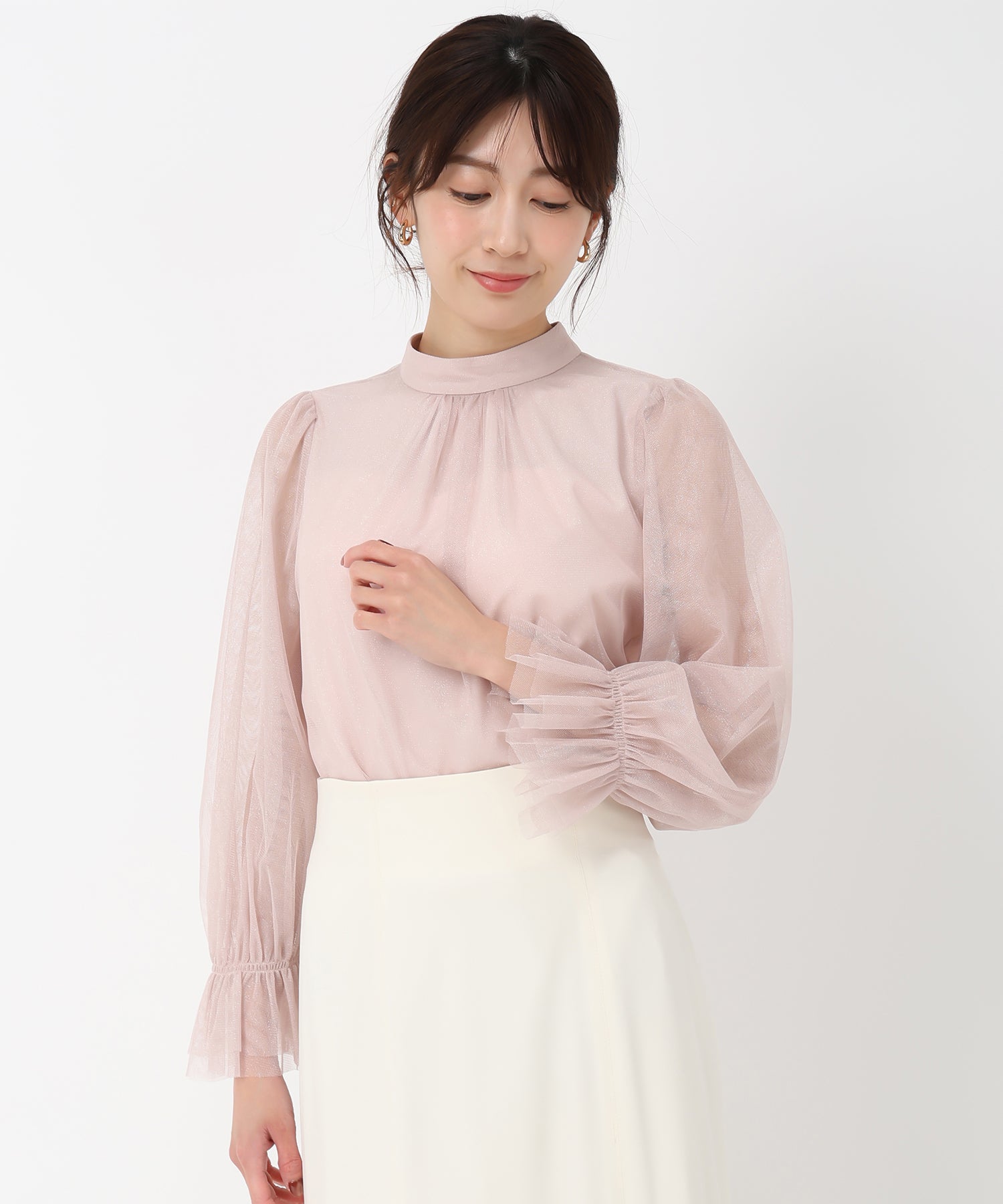 ミッシュマッシュ MISCH MASCH 2025春夏新作 チュールボウタイブラウス/MM518104
