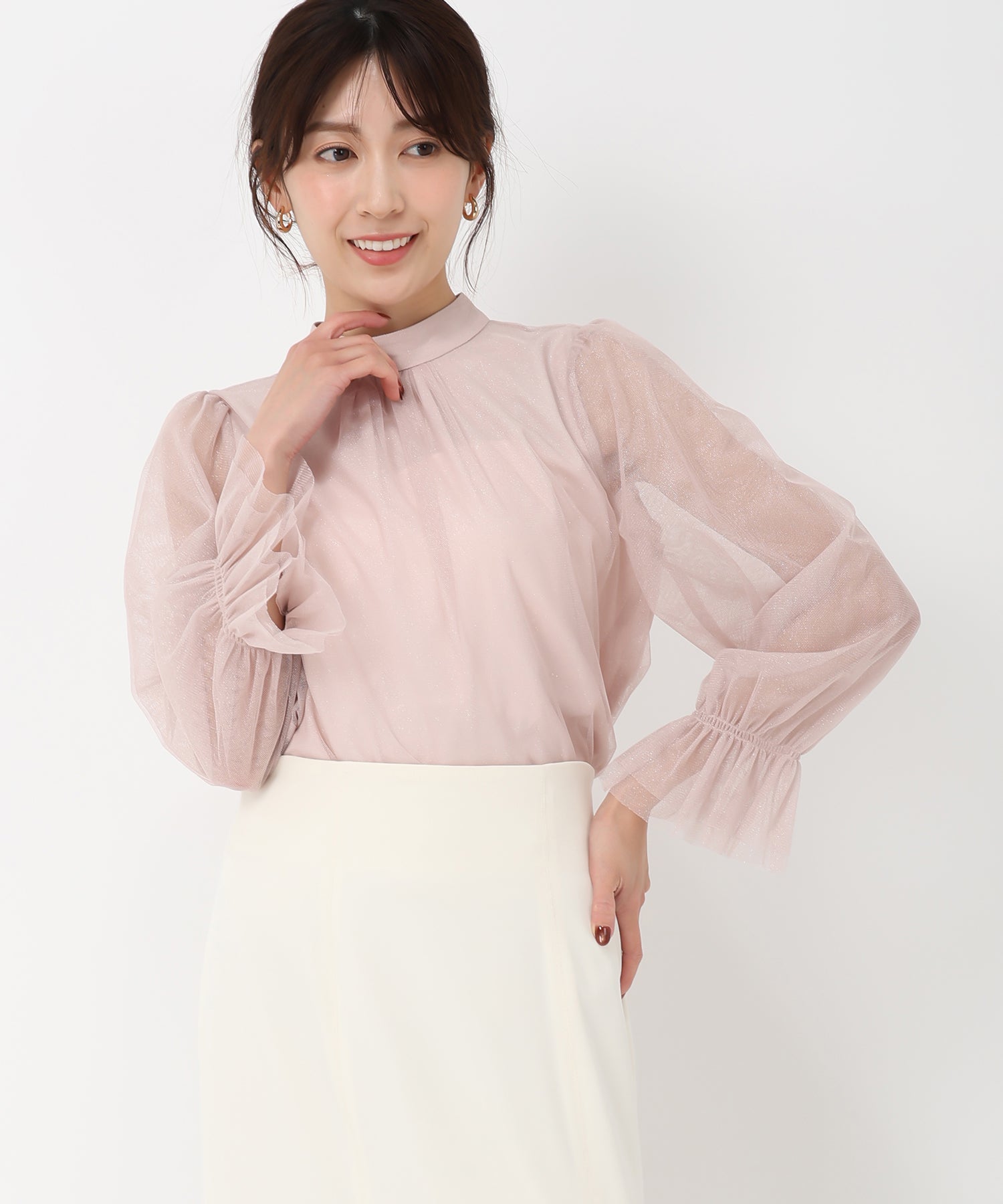 ミッシュマッシュ MISCH MASCH 2025春夏新作 チュールボウタイブラウス/MM518104