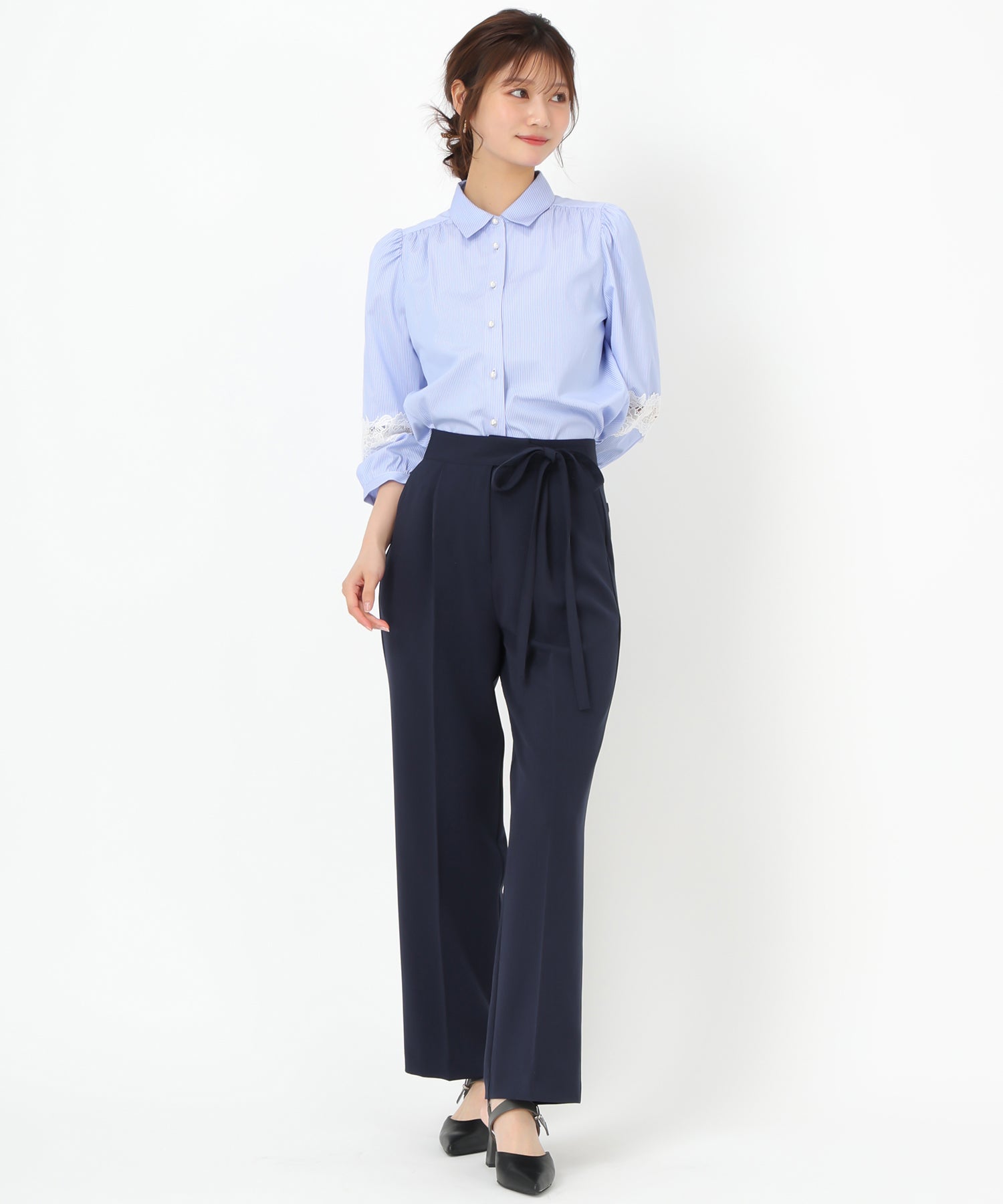 【WEB限定】ミッシュマッシュ MISCH MASCH 2025春夏新作 サイドリボンタックパンツ/MM557303 (BEIGE) BEIGE