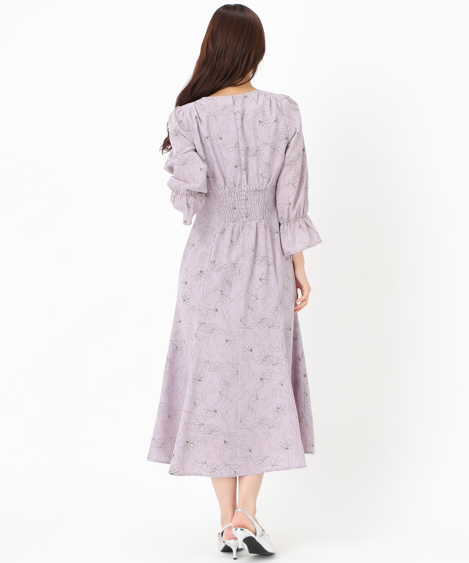 ミッシュマッシュ MISCH MASCH 2025春夏新作 ラインフラワーワンピース/MM517414 (LAVENDER) LAVENDER