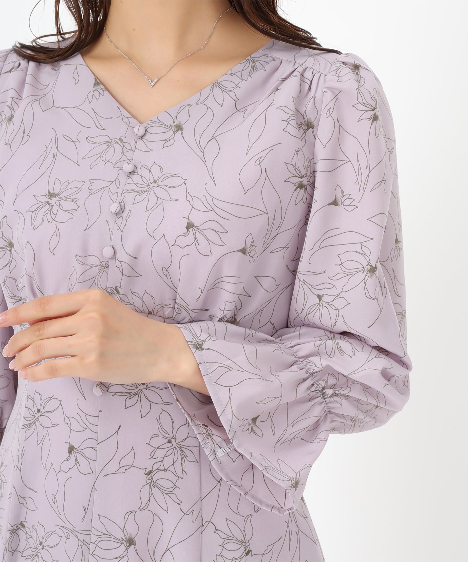 ミッシュマッシュ MISCH MASCH 2025春夏新作 ラインフラワーワンピース/MM517414 (LAVENDER) LAVENDER