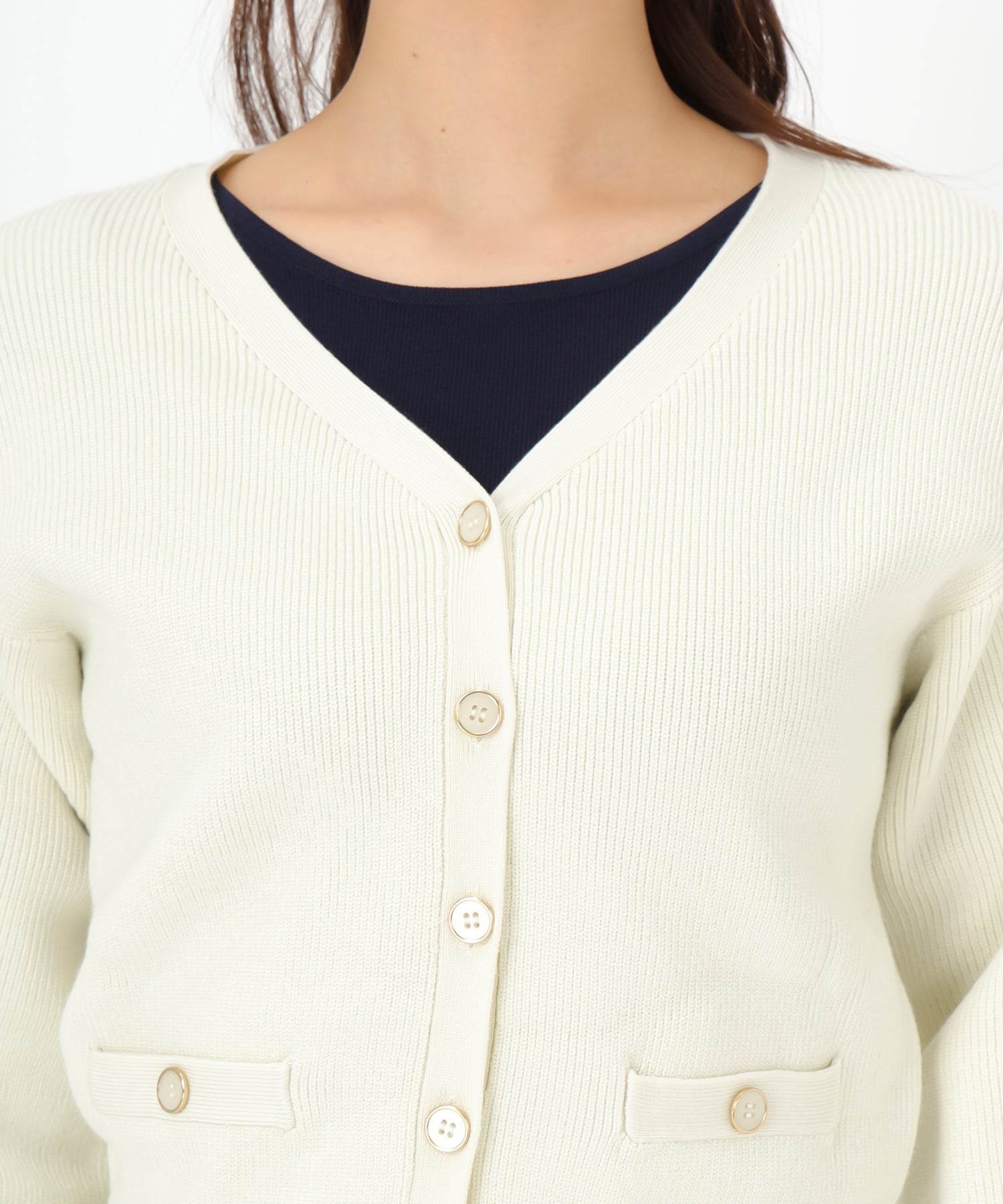 ミッシュマッシュ MISCH MASCH 2025春夏新作 畦Vネックカーディガン/MM518402