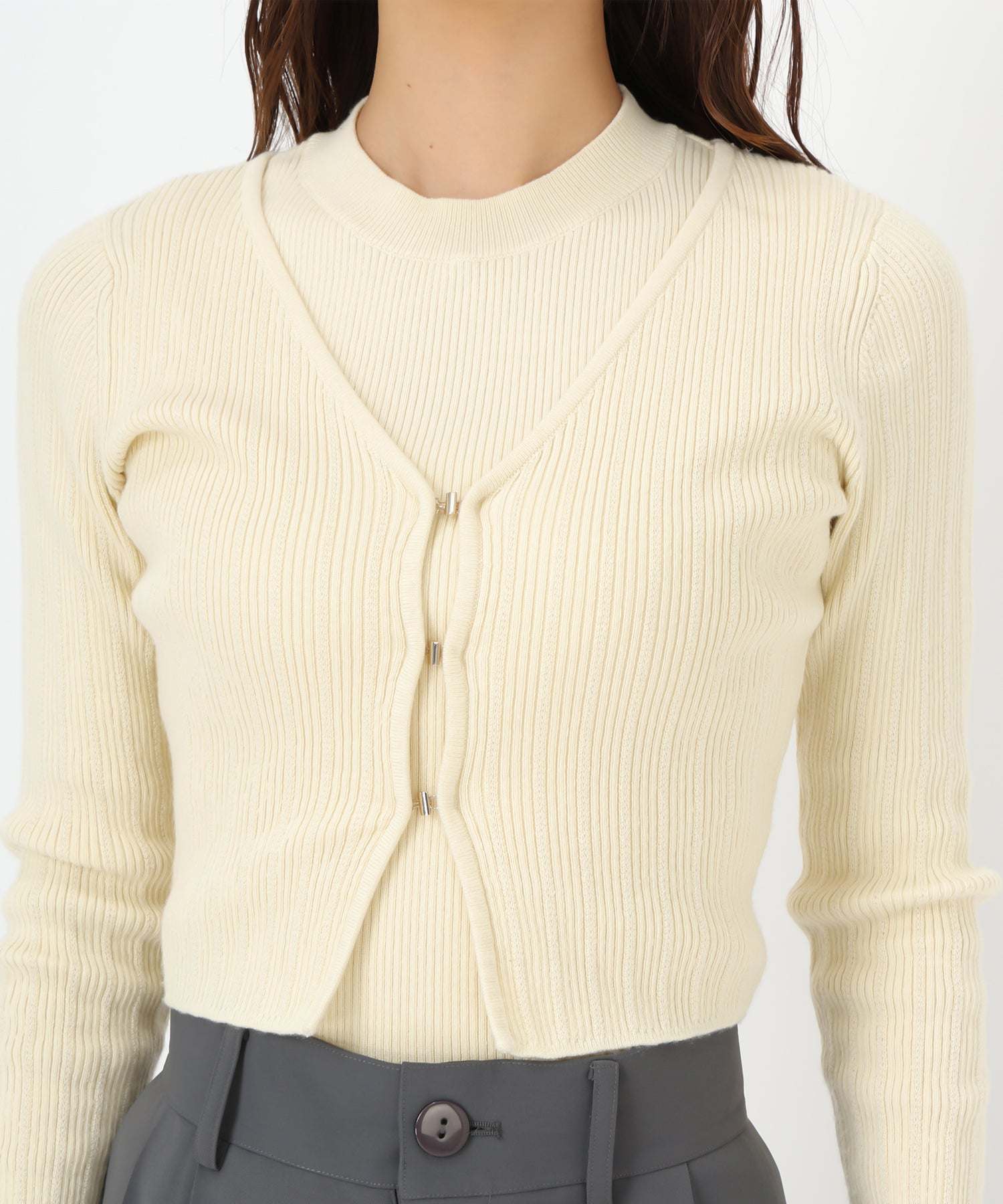 Misch Masch 2025 Spring/Summer New Collection Gold Hook Ribbed Knit Ensemble/MM518303