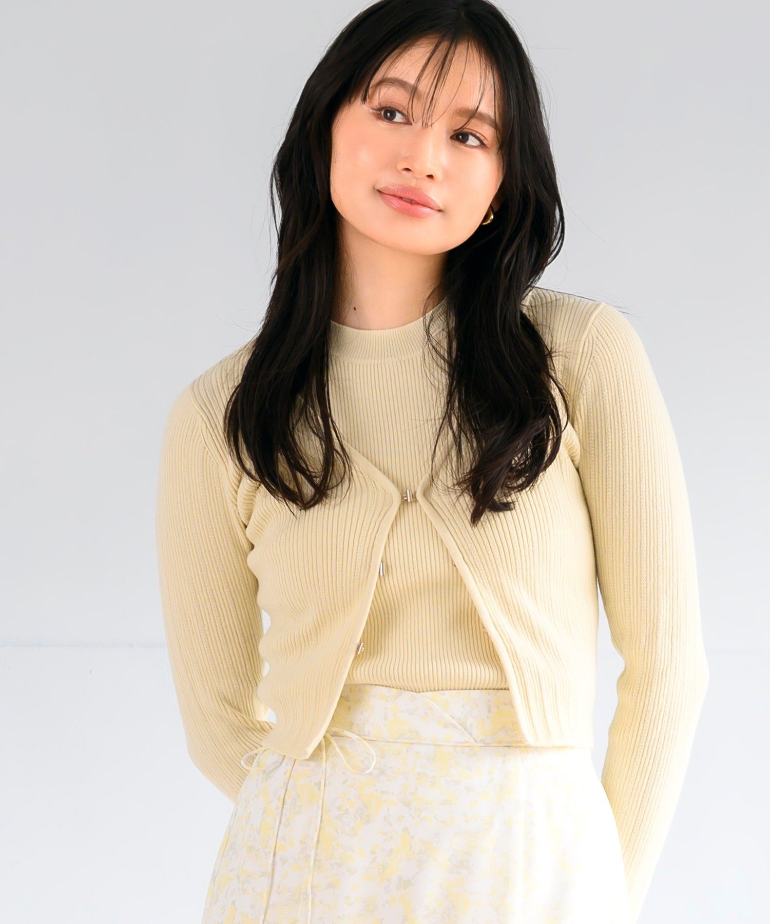 ミッシュマッシュ MISCH MASCH 2025春夏新作 金ホックリブニットアンサンブル/MM518303 (YELLOW) YELLOW