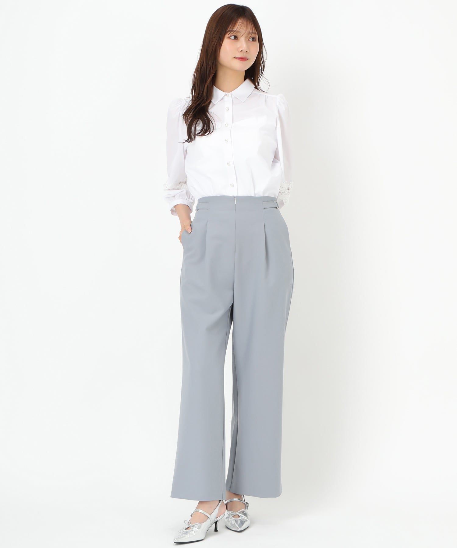 ミッシュマッシュ MISCH MASCH 2025春夏新作 チュールサスペンダーワイドパンツ/MM517304 (BLUE) BLUE