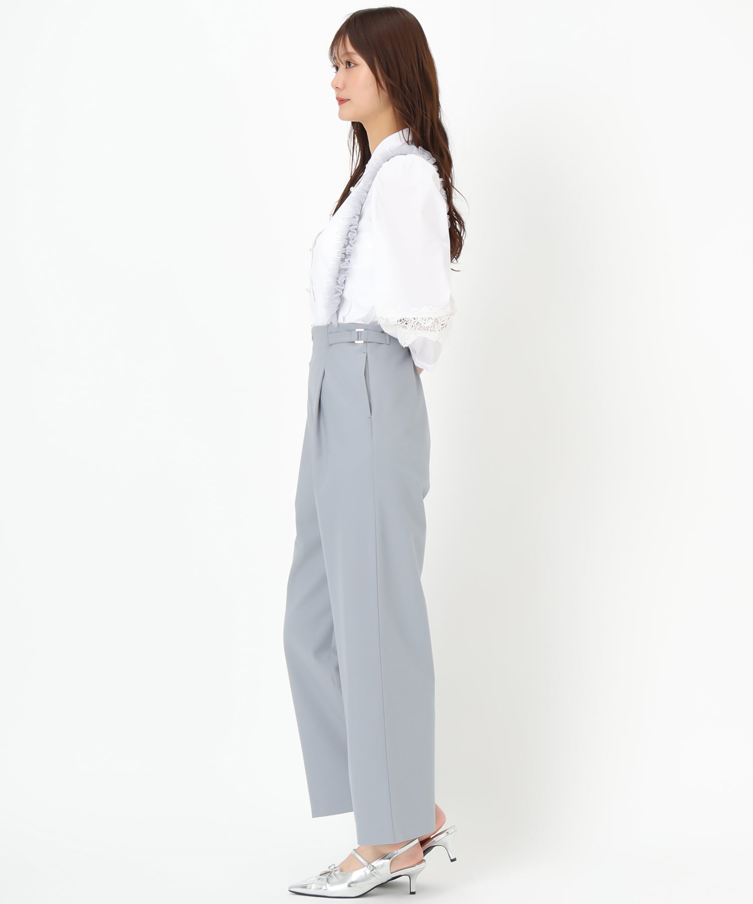 ミッシュマッシュ MISCH MASCH 2025春夏新作 チュールサスペンダーワイドパンツ/MM517304 (BLUE) BLUE