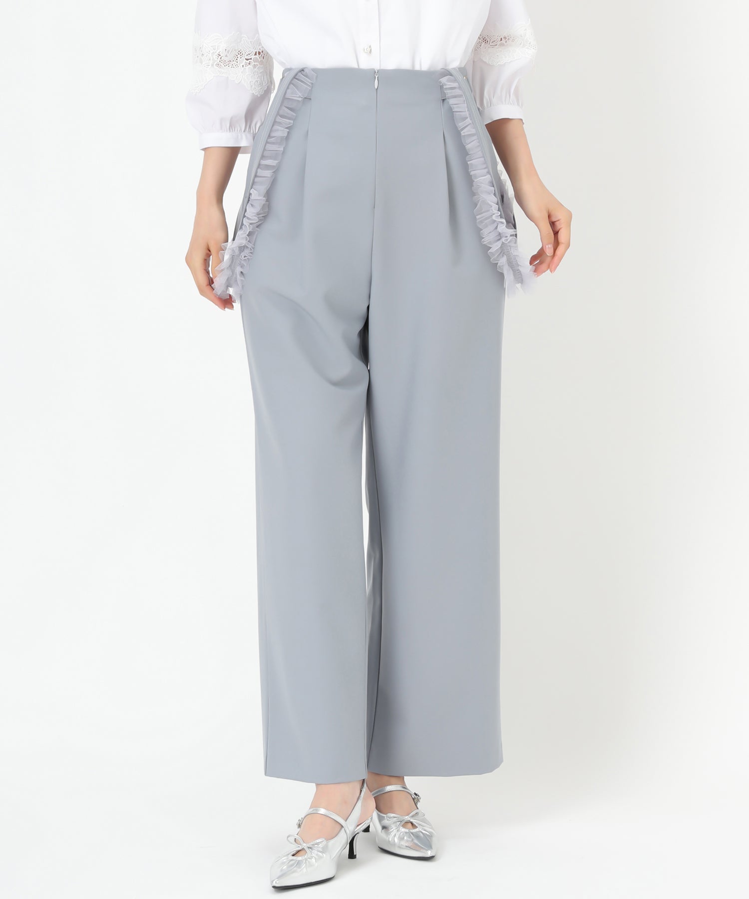 ミッシュマッシュ MISCH MASCH 2025春夏新作 チュールサスペンダーワイドパンツ/MM517304 (BLUE) BLUE