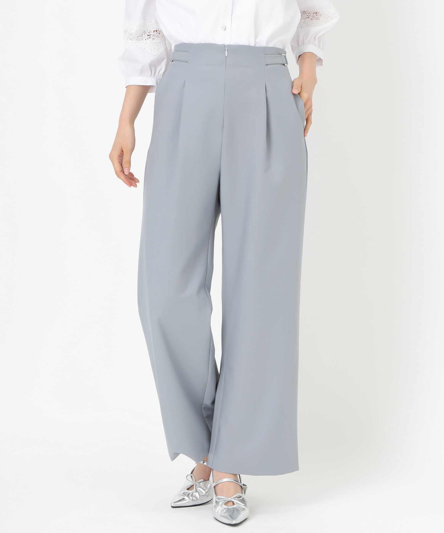 ミッシュマッシュ MISCH MASCH 2025春夏新作 チュールサスペンダーワイドパンツ/MM517304 (BLUE) BLUE