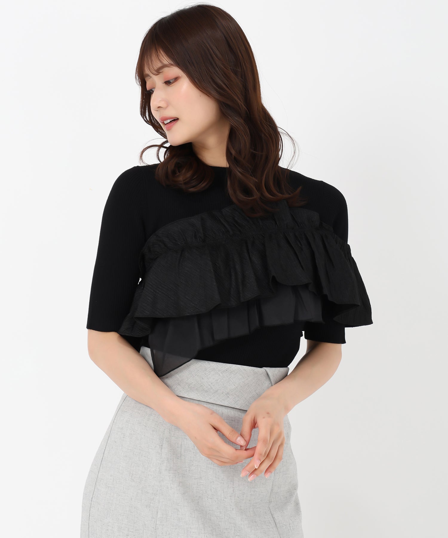 Misch Masch 2025 Spring/Summer New Collection Asymmetrical 2-Way Frill Knit/MM528303