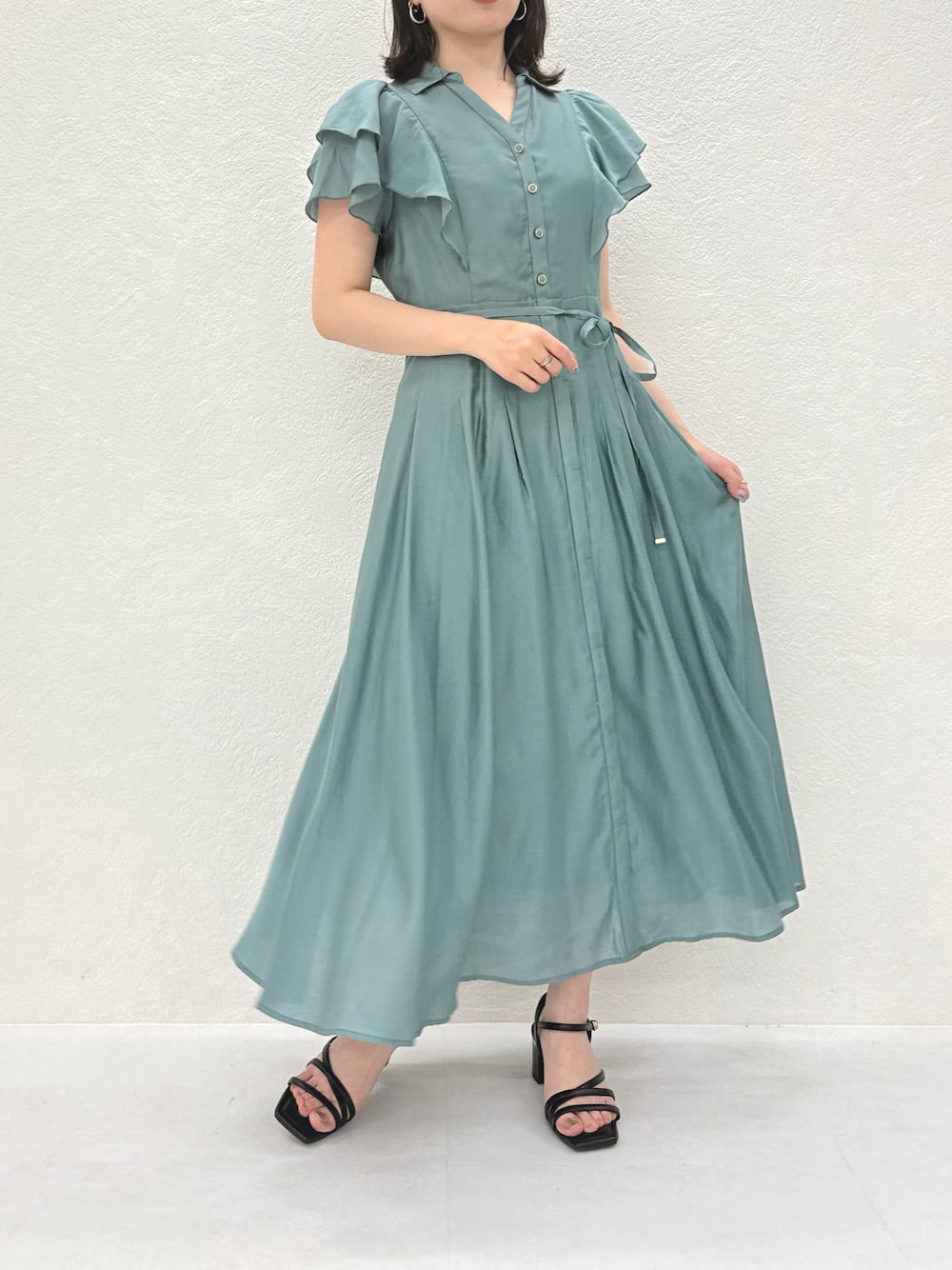 ミッシュマッシュ MISCH MASCH 2025SS ダブルフリルシャツワンピース/MM527406 (GREEN) GREEN