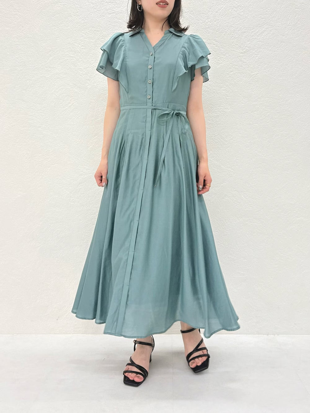 ミッシュマッシュ MISCH MASCH 2025SS ダブルフリルシャツワンピース/MM527406 (GREEN) GREEN