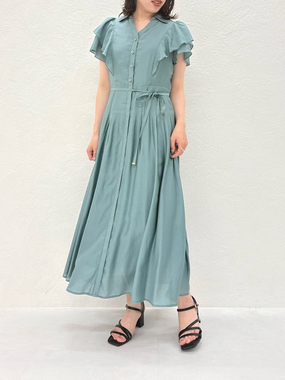 ミッシュマッシュ MISCH MASCH 2025SS ダブルフリルシャツワンピース/MM527406 (GREEN) GREEN