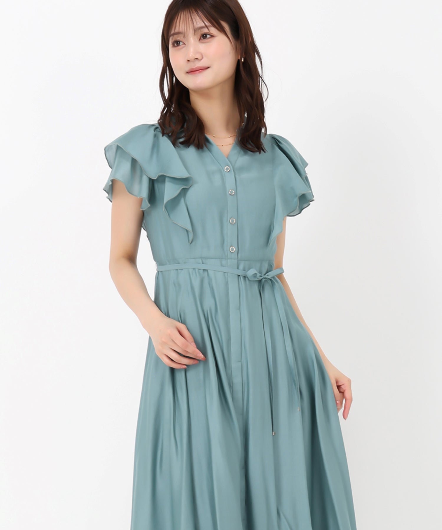 ミッシュマッシュ MISCH MASCH 2025SS ダブルフリルシャツワンピース/MM527406 (GREEN) GREEN