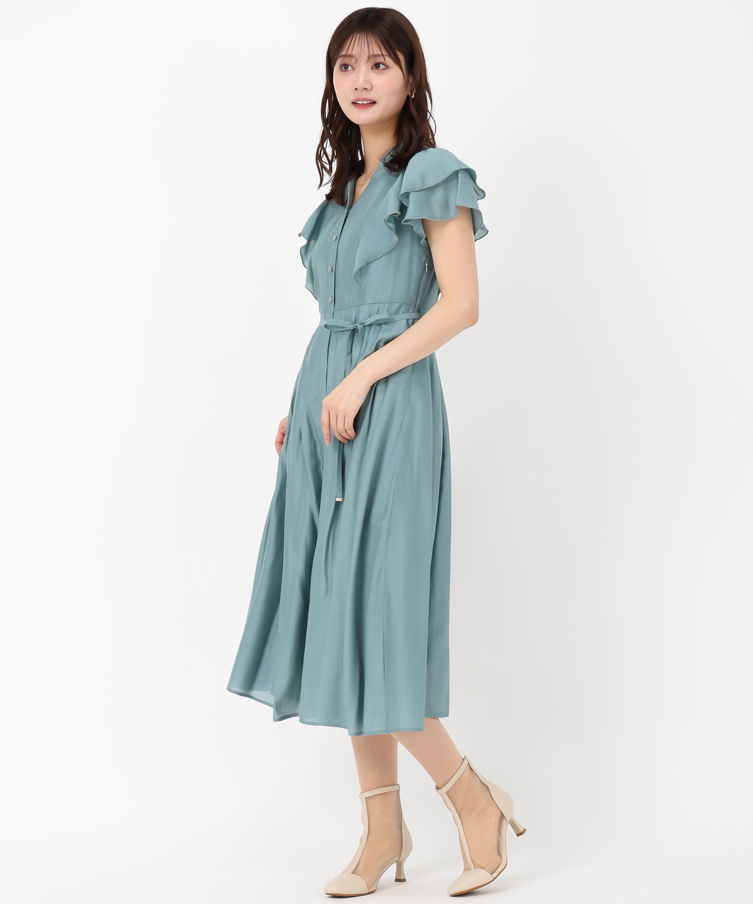 ミッシュマッシュ MISCH MASCH 2025SS ダブルフリルシャツワンピース/MM527406 (GREEN) GREEN