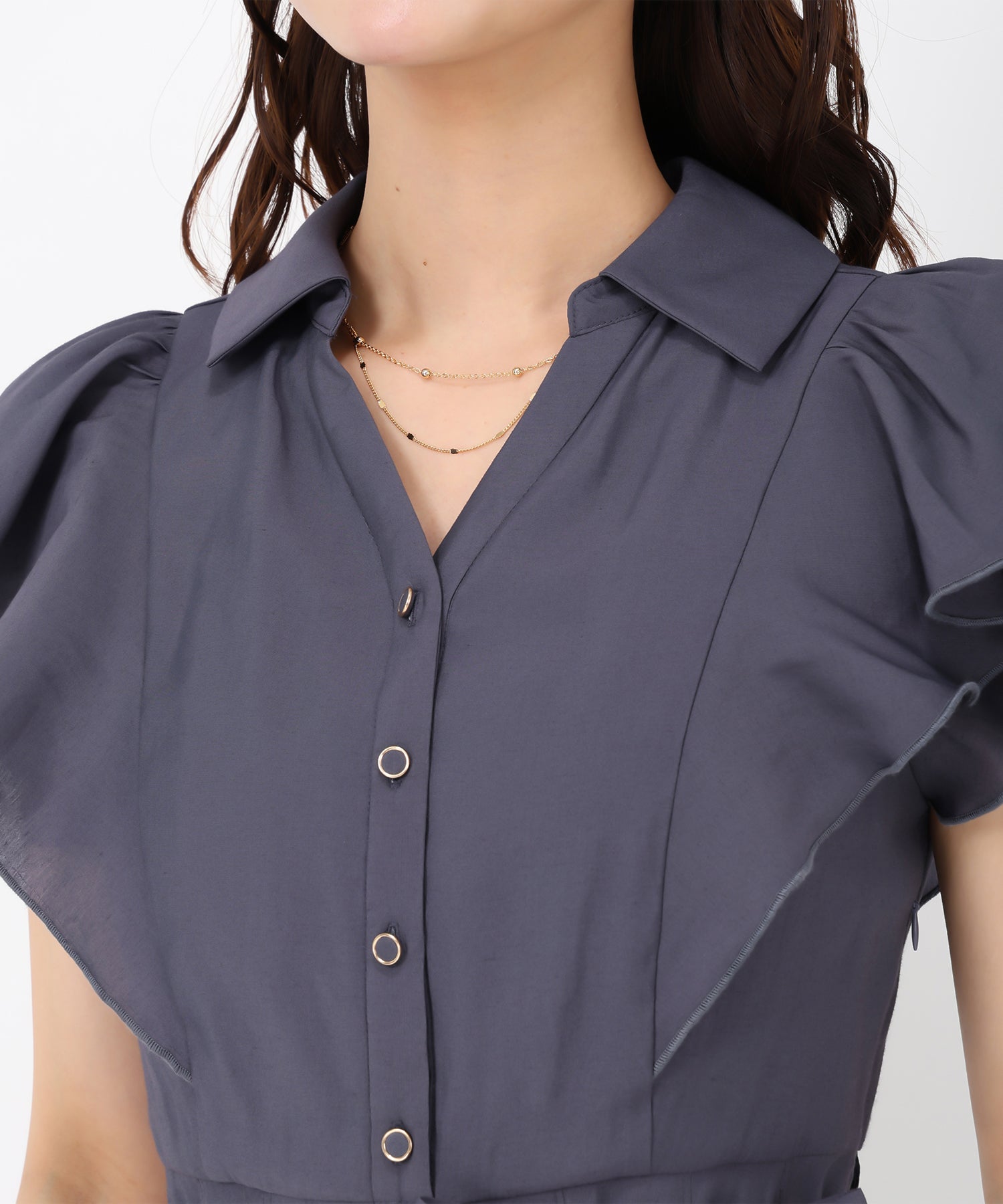 ミッシュマッシュ MISCH MASCH 2025SS ダブルフリルシャツワンピース/MM527406 (GREEN) GREEN