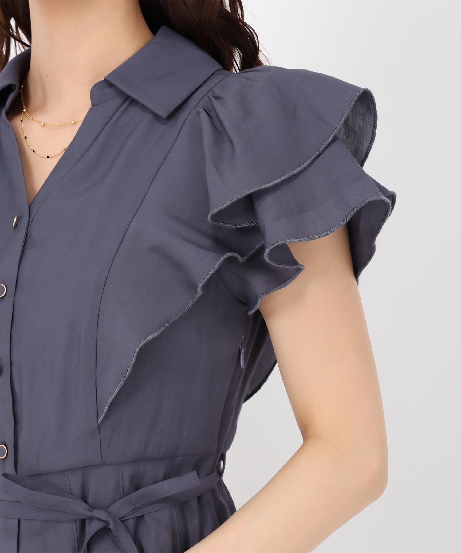 ミッシュマッシュ MISCH MASCH 2025SS ダブルフリルシャツワンピース/MM527406 (GREEN) GREEN