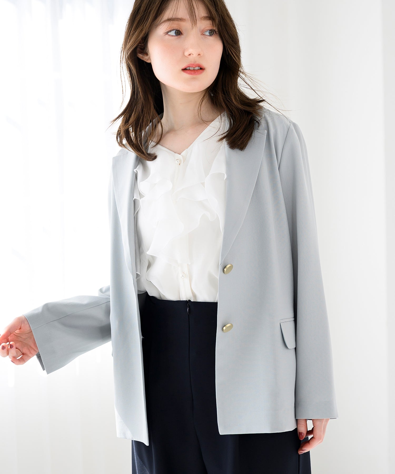 ミッシュマッシュ MISCH MASCH 2025春夏新作 シングルテーラードジャケット (L.GREEN) L.GREEN