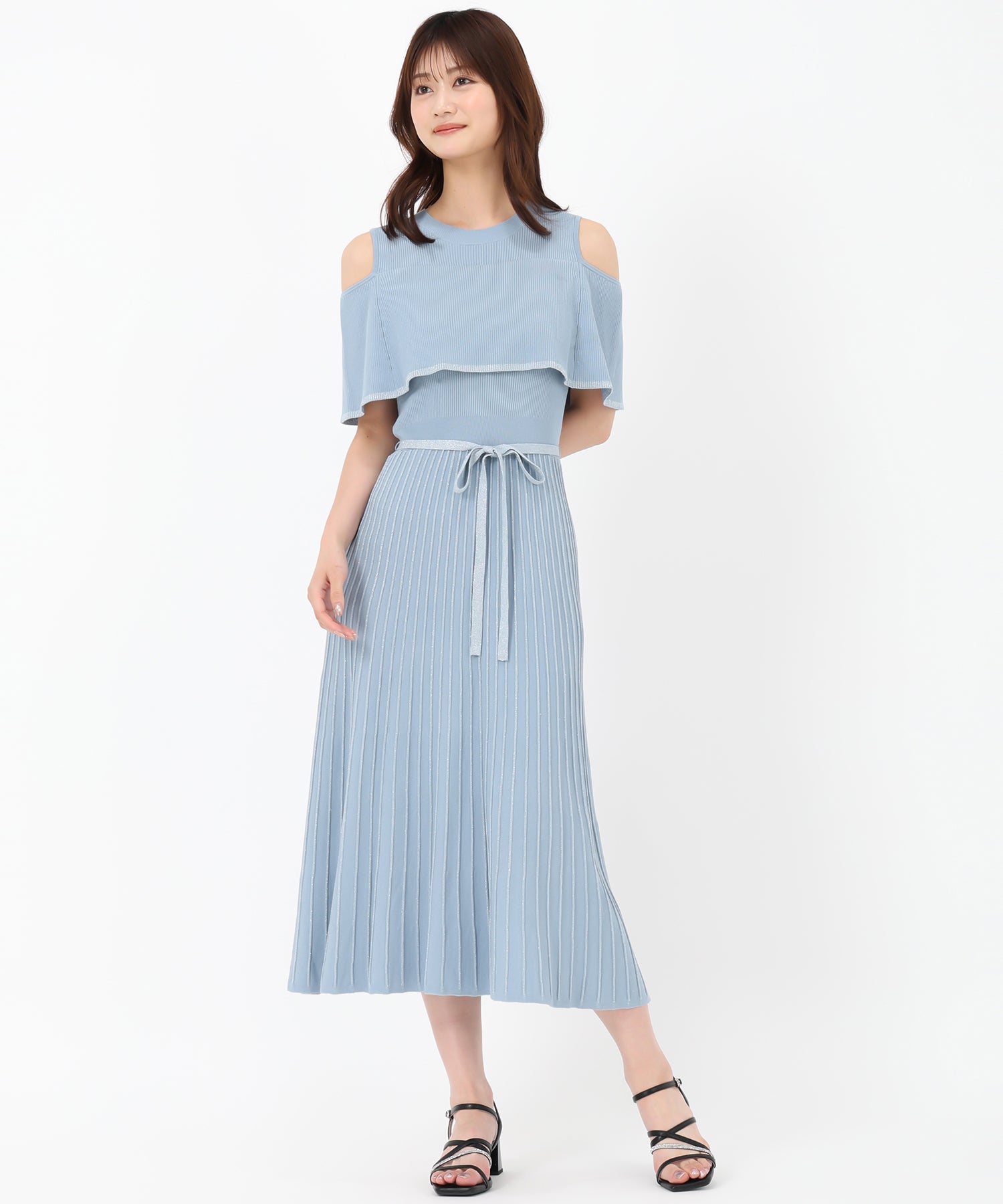 ミッシュマッシュ MISCH MASCH 2025春夏新作 オフショルラメニットワンピース (RED) RED