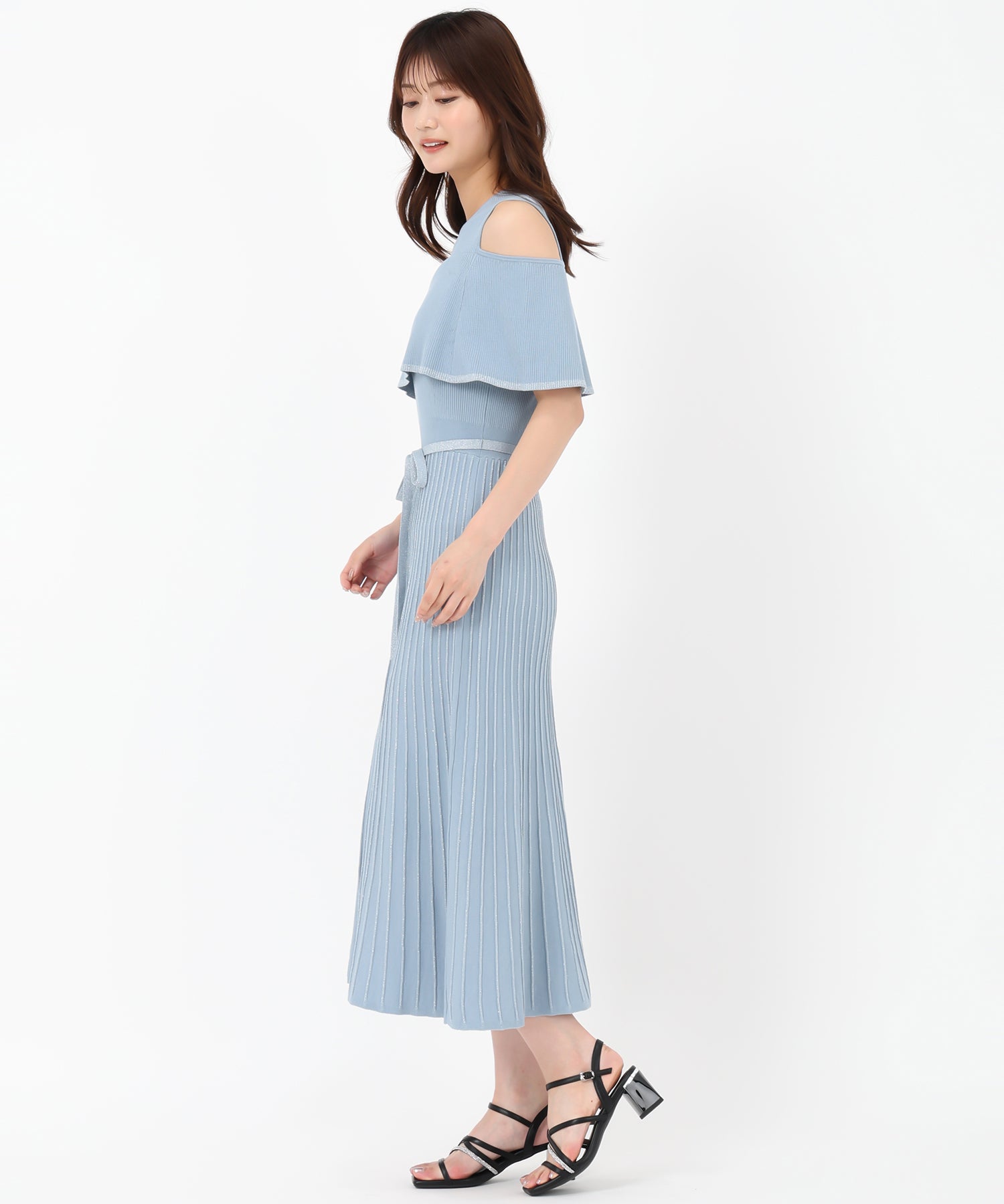 ミッシュマッシュ MISCH MASCH 2025春夏新作 オフショルラメニットワンピース (RED) RED