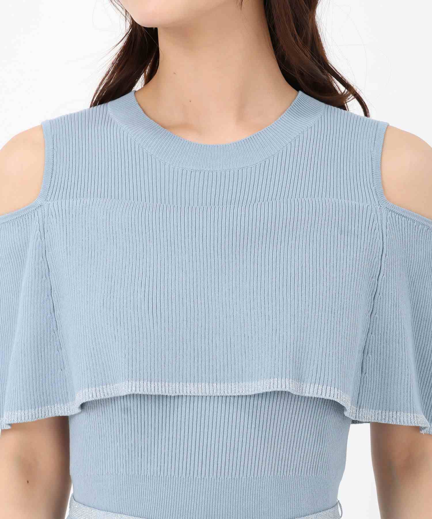 ミッシュマッシュ MISCH MASCH 2025春夏新作 オフショルラメニットワンピース (RED) RED