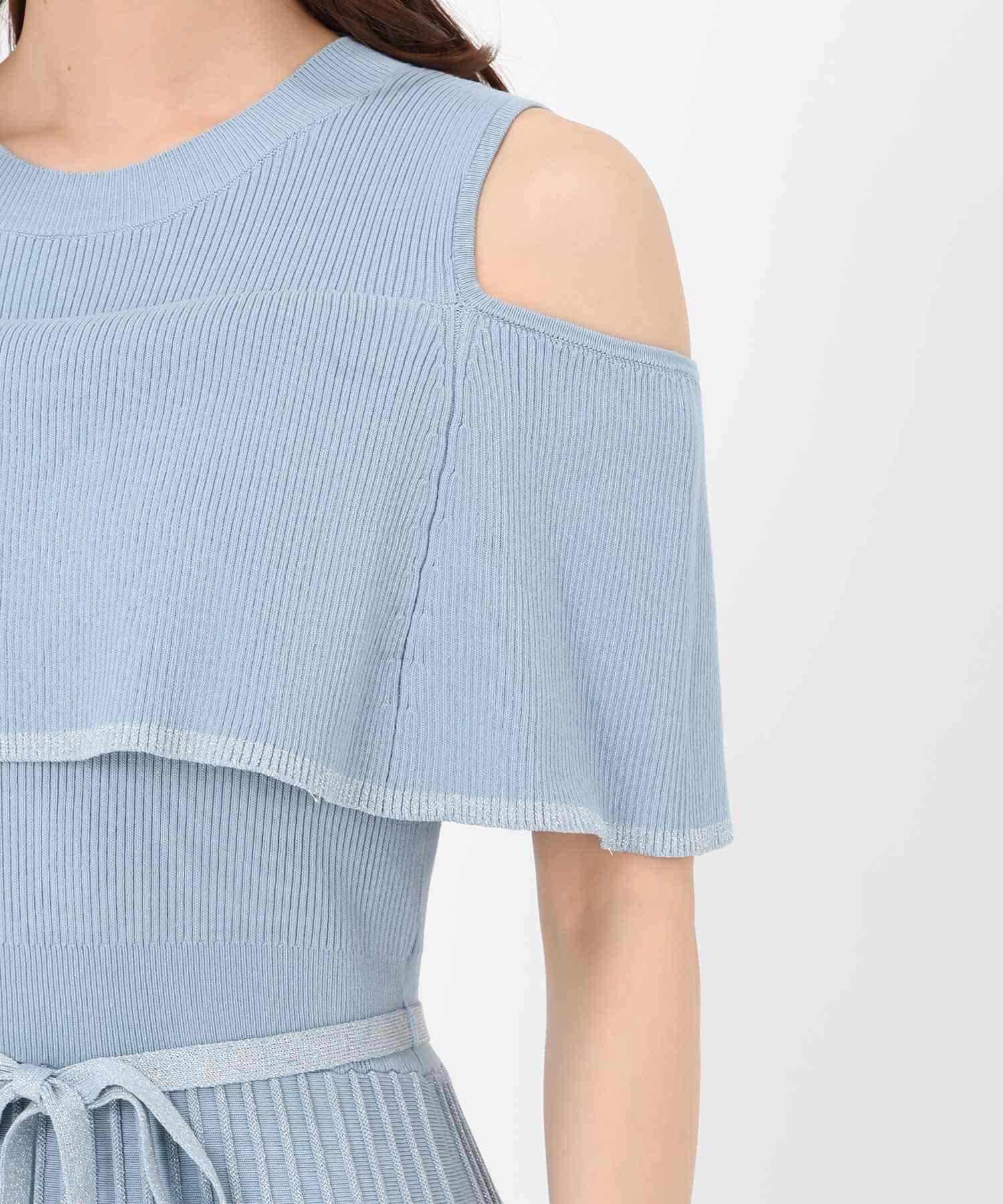 ミッシュマッシュ MISCH MASCH 2025春夏新作 オフショルラメニットワンピース (RED) RED