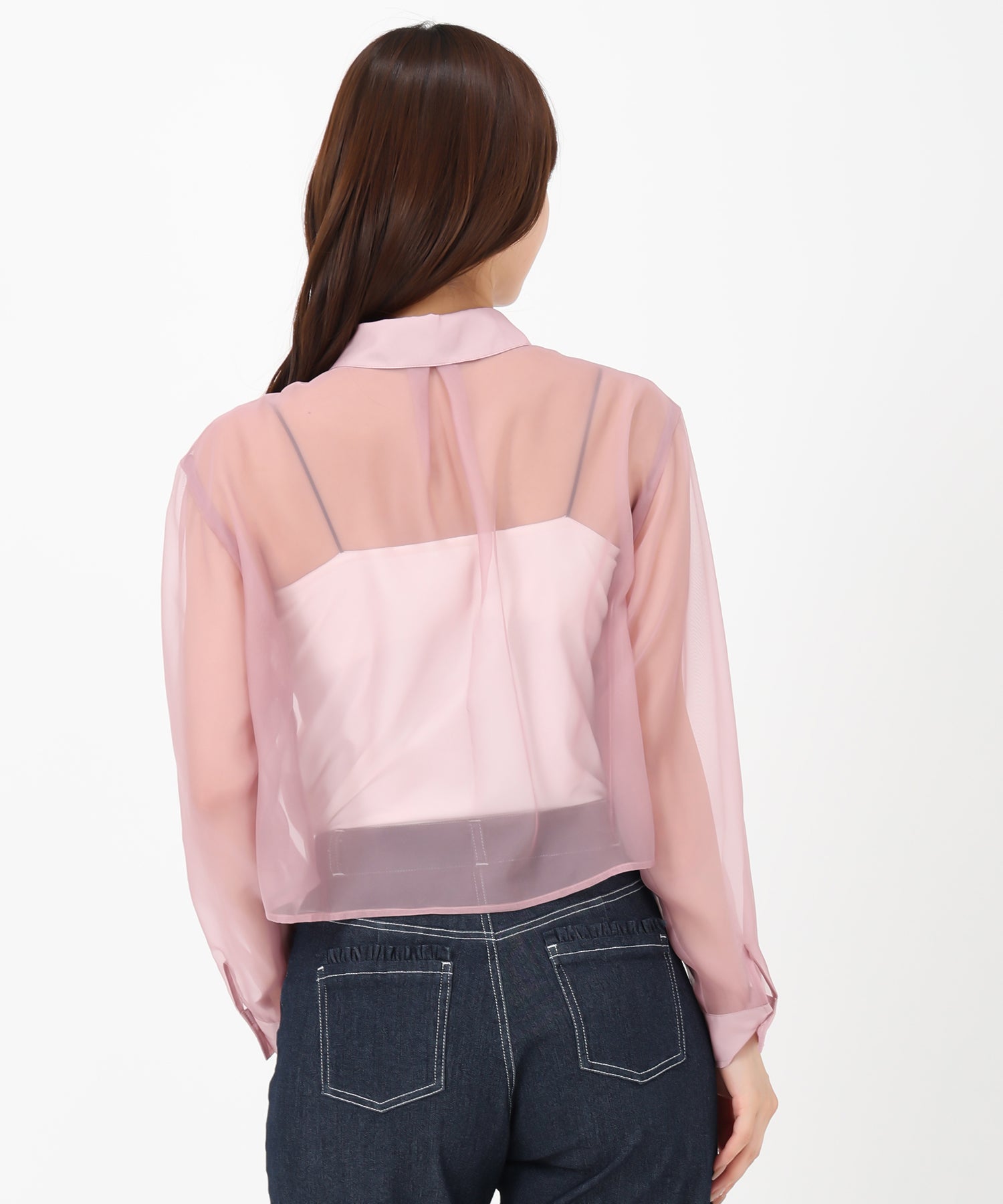 ミッシュマッシュ MISCH MASCH 2025春夏新作 クロップドシアーシャツ (PINK) PINK