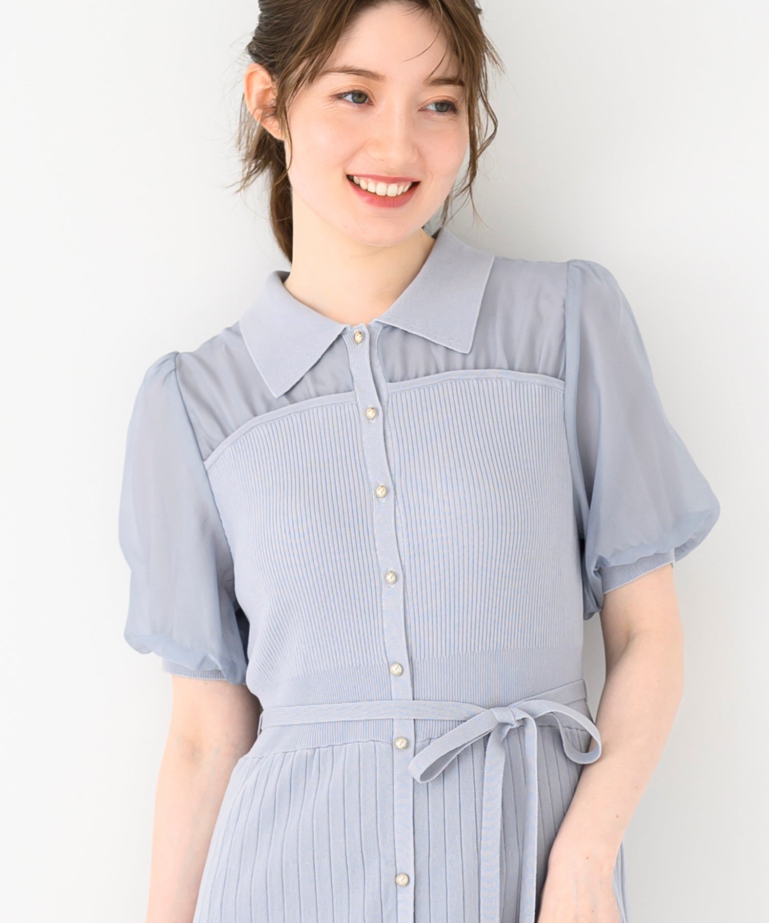 ミッシュマッシュ MISCH MASCH 2025春夏新作 ポロ衿ビスチェニットワンピース (BLUE) BLUE