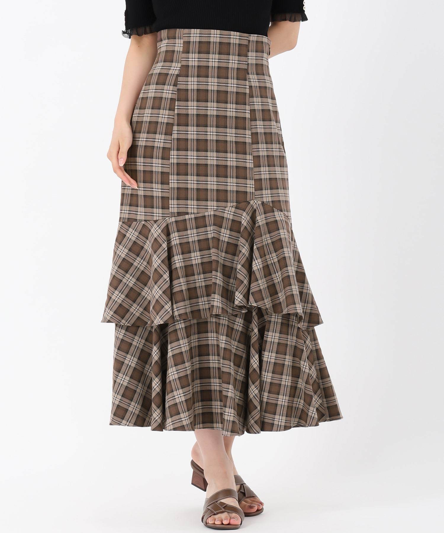 ミッシュマッシュ MISCH MASCH 2025秋冬新作 ランダムフレアチェックスカート (PINK) PINK