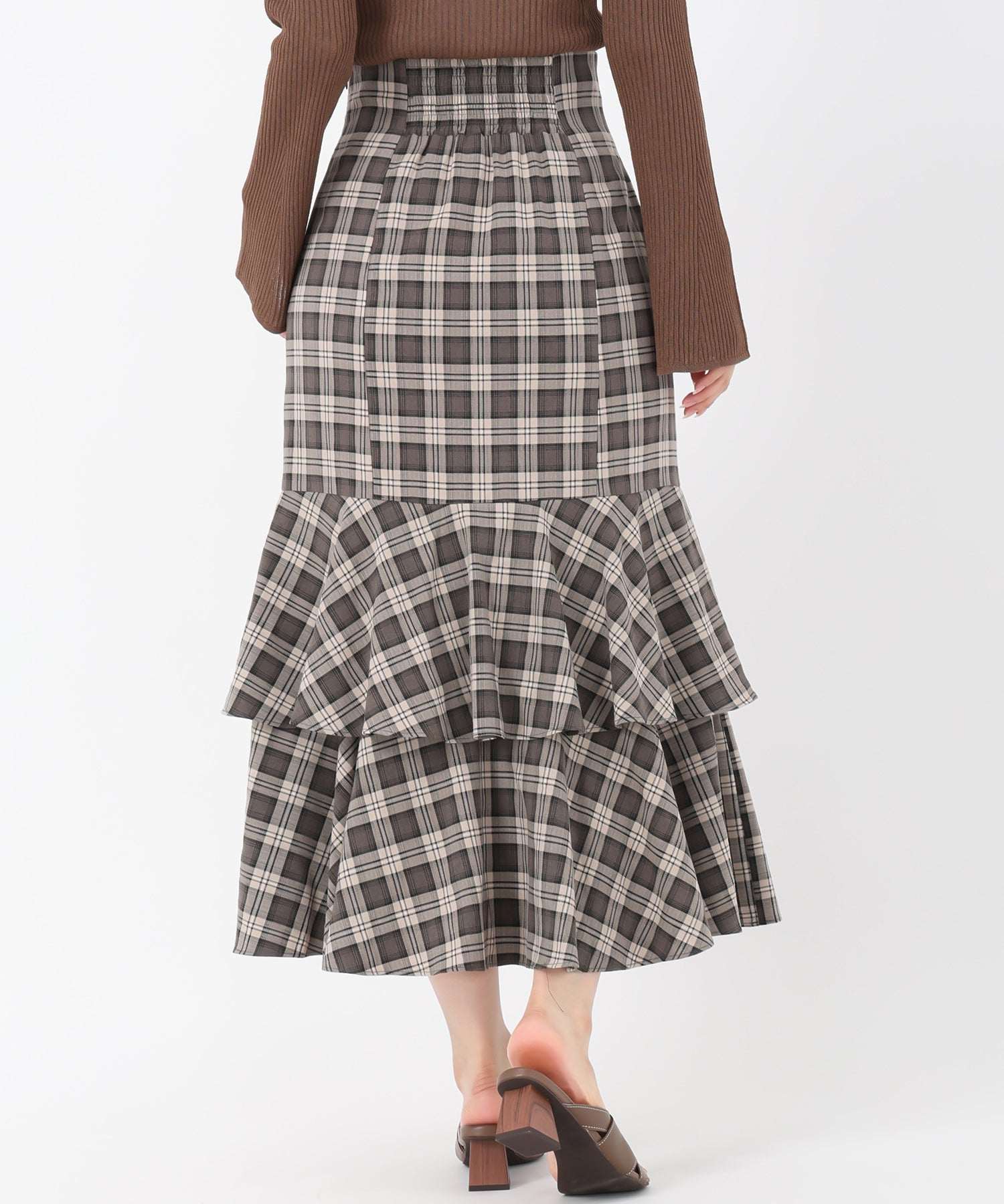 ミッシュマッシュ MISCH MASCH 2025秋冬新作 ランダムフレアチェックスカート (PINK) PINK