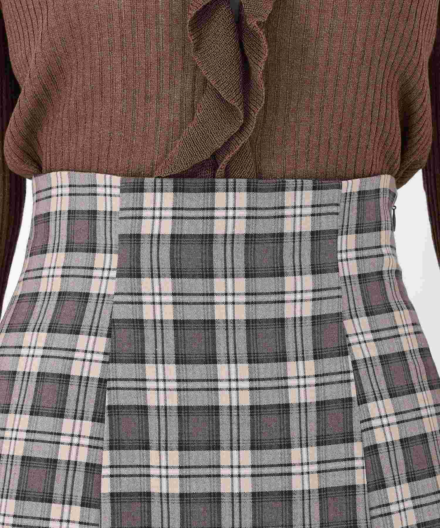 ミッシュマッシュ MISCH MASCH 2025秋冬新作 ランダムフレアチェックスカート (PINK) PINK