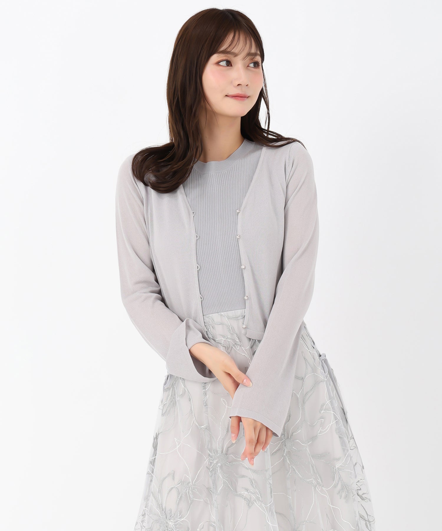 ミッシュマッシュ MISCH MASCH 2025秋冬新作 サイドレースアップニットドッキングワンピース (GREY) GREY