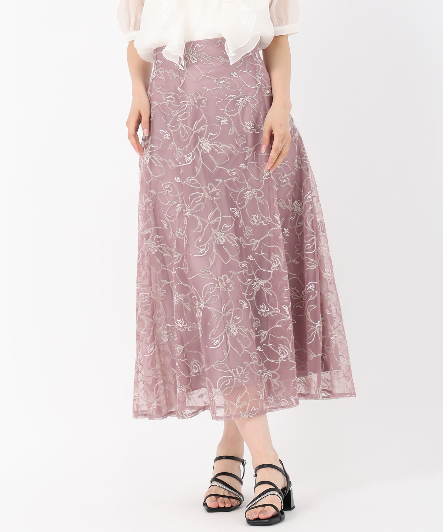 ミッシュマッシュ MISCH MASCH 2025秋冬新作 ループラメ刺繍スカート (PINK) PINK