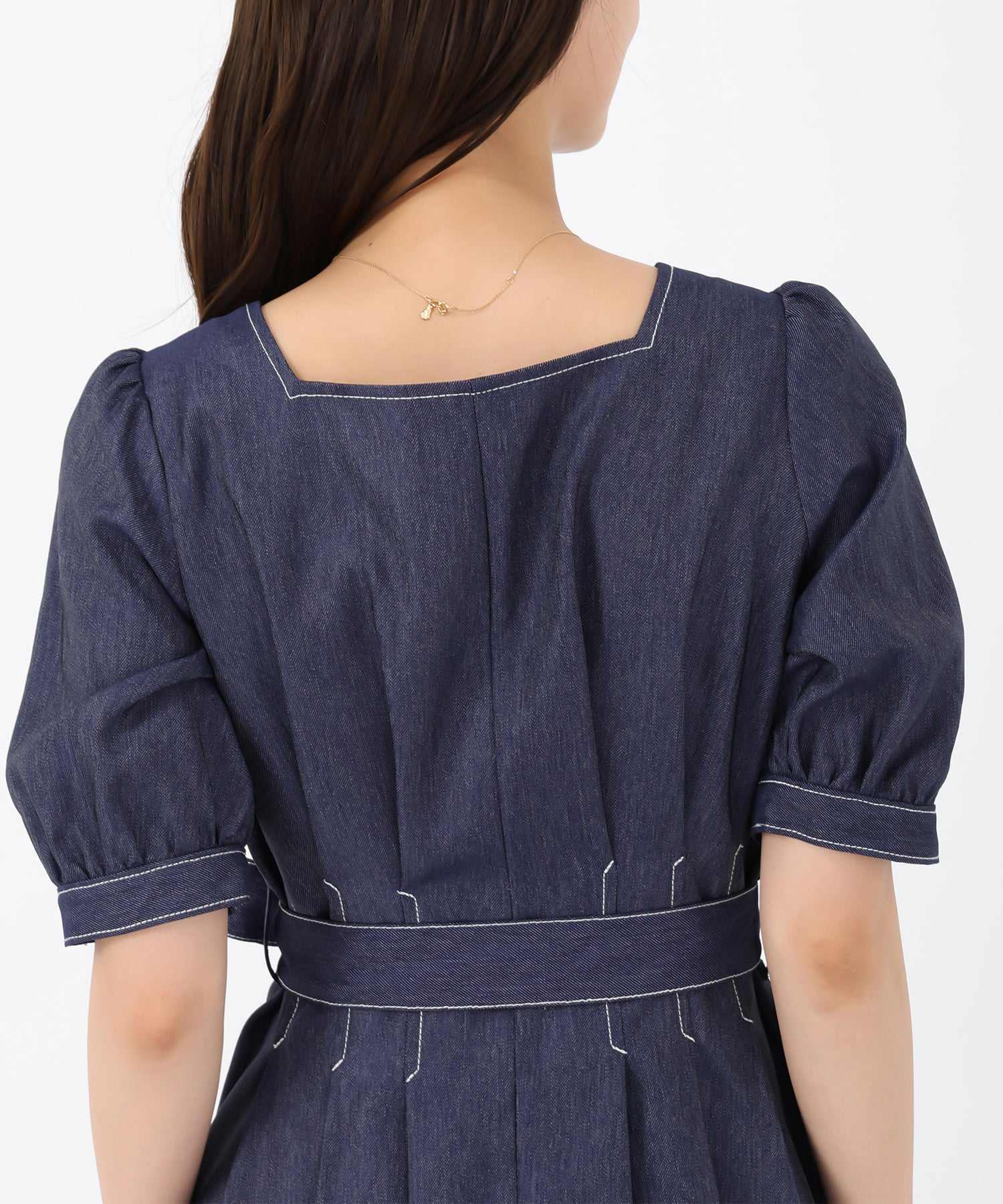 ミッシュマッシュ MISCH MASCH 2025秋冬新作 ポリデニムスクエアネックワンピース (NAVY) NAVY