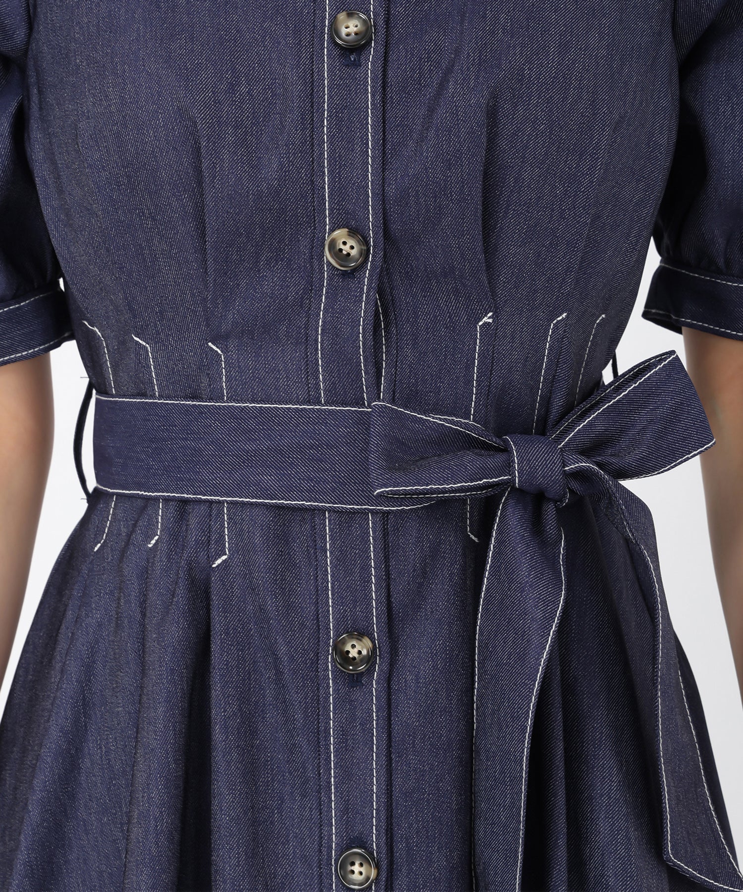 ミッシュマッシュ MISCH MASCH 2025秋冬新作 ポリデニムスクエアネックワンピース (NAVY) NAVY