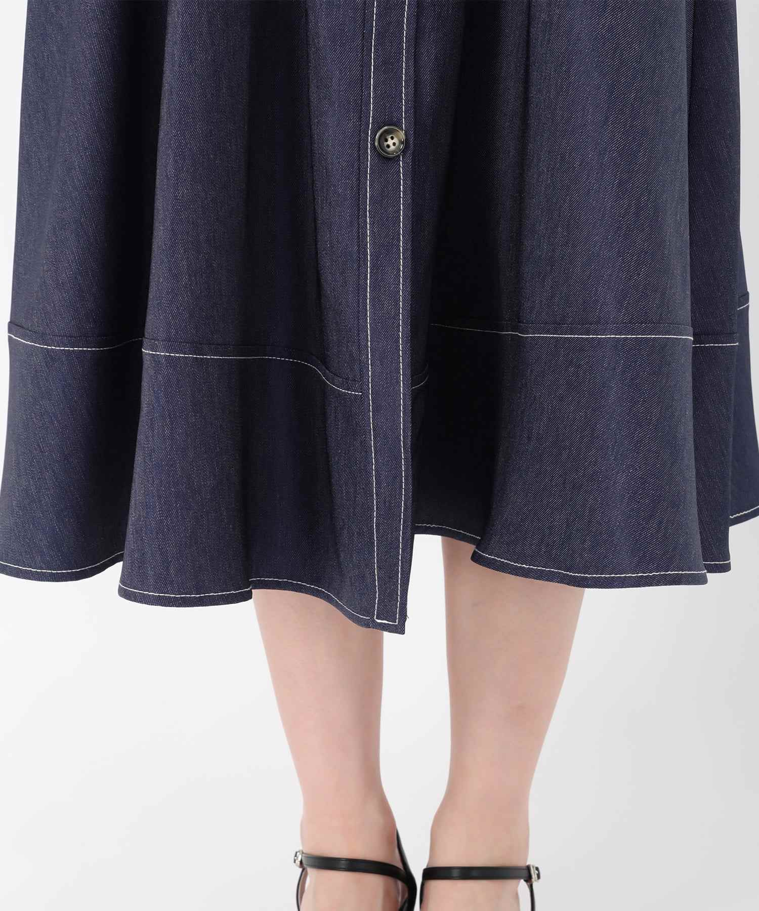 ミッシュマッシュ MISCH MASCH 2025秋冬新作 ポリデニムスクエアネックワンピース (NAVY) NAVY