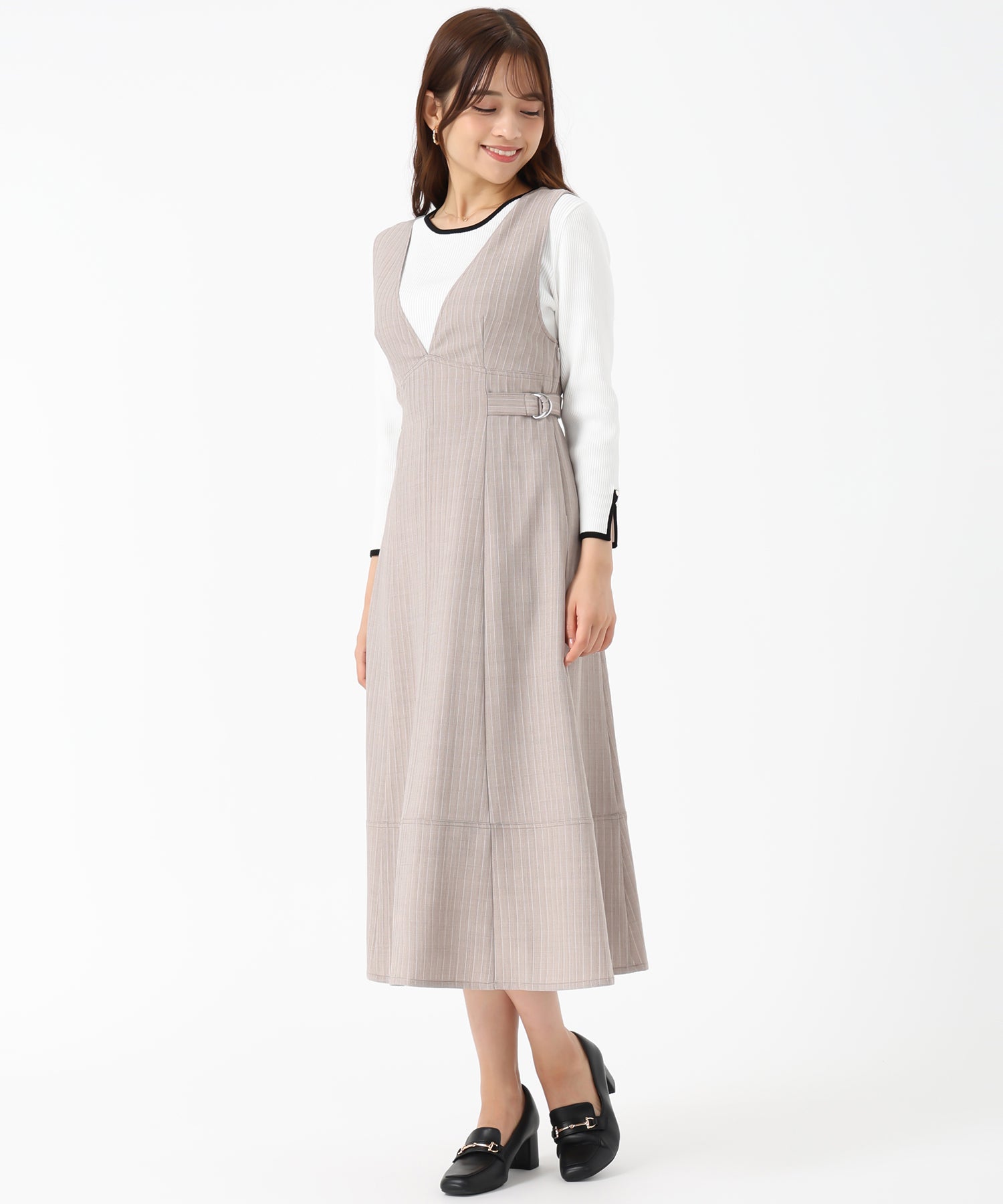 ミッシュマッシュ MISCH MASCH 2025秋冬新作 バッククロスストライプジャンスカ (BROWN) BROWN