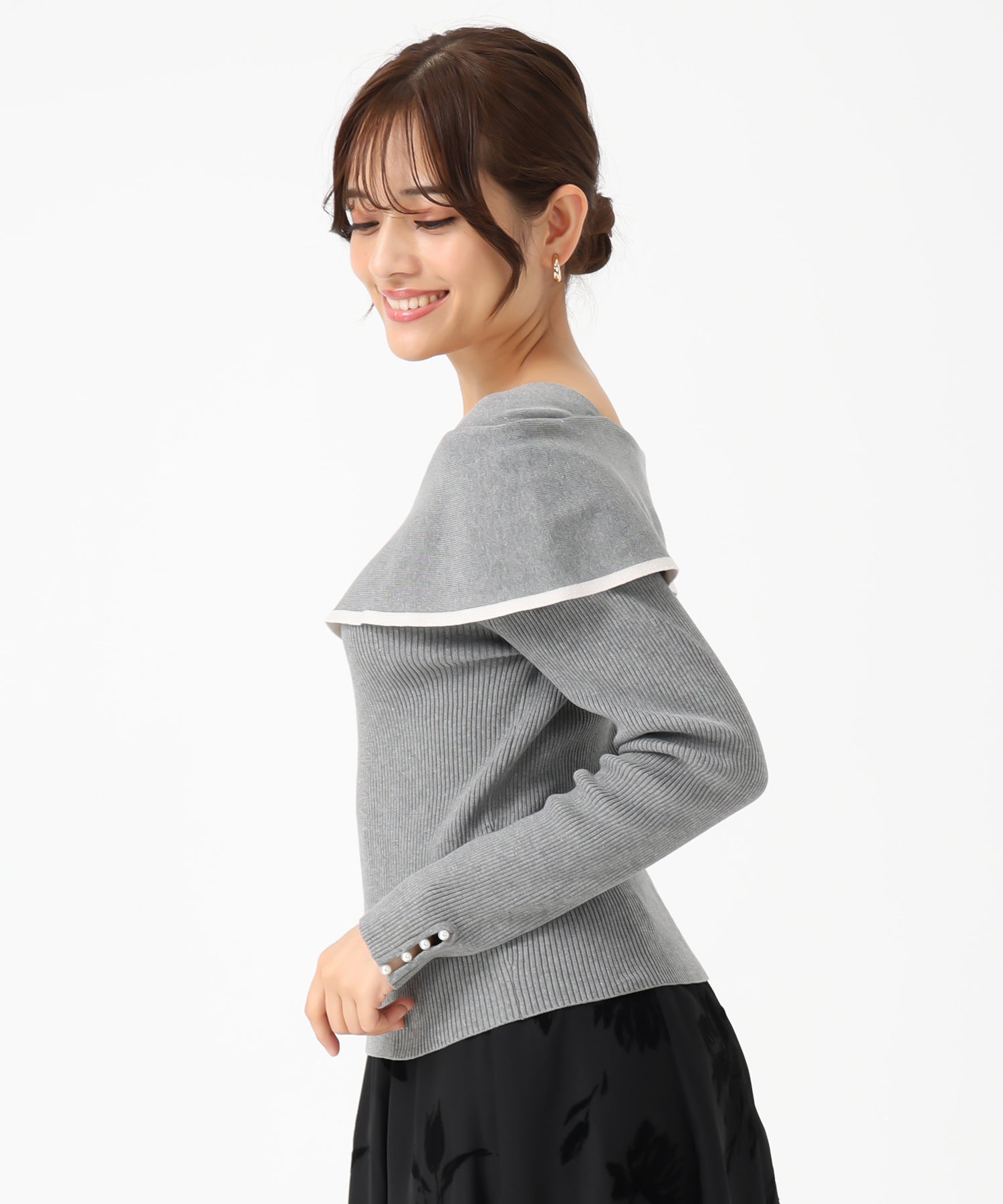 ミッシュマッシュ MISCH MASCH 2025秋冬新作 2way配色アシメケープニット MM548303 (BLACK) BLACK