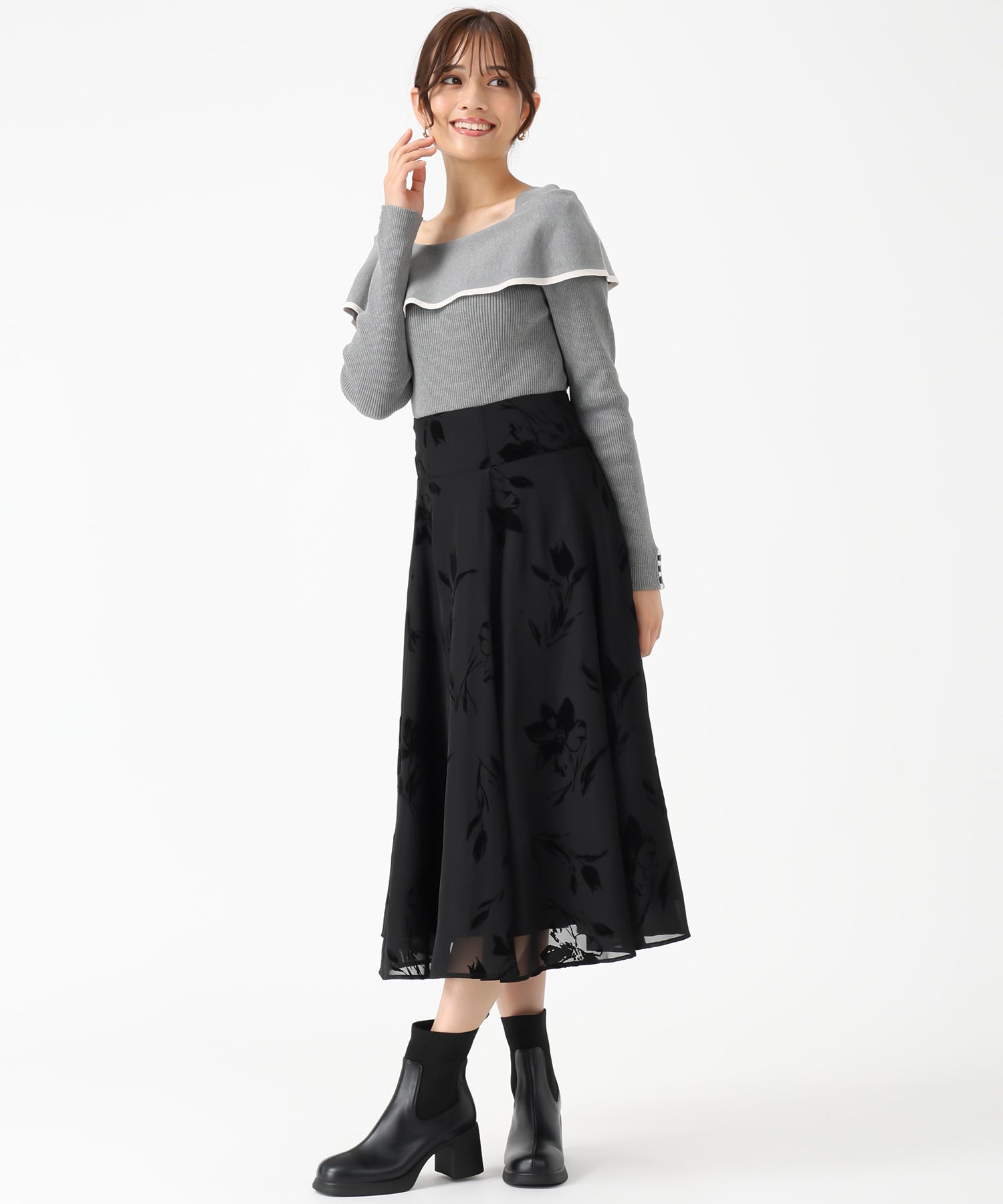 ミッシュマッシュ MISCH MASCH 2025秋冬新作 2way配色アシメケープニット MM548303 (BLACK) BLACK