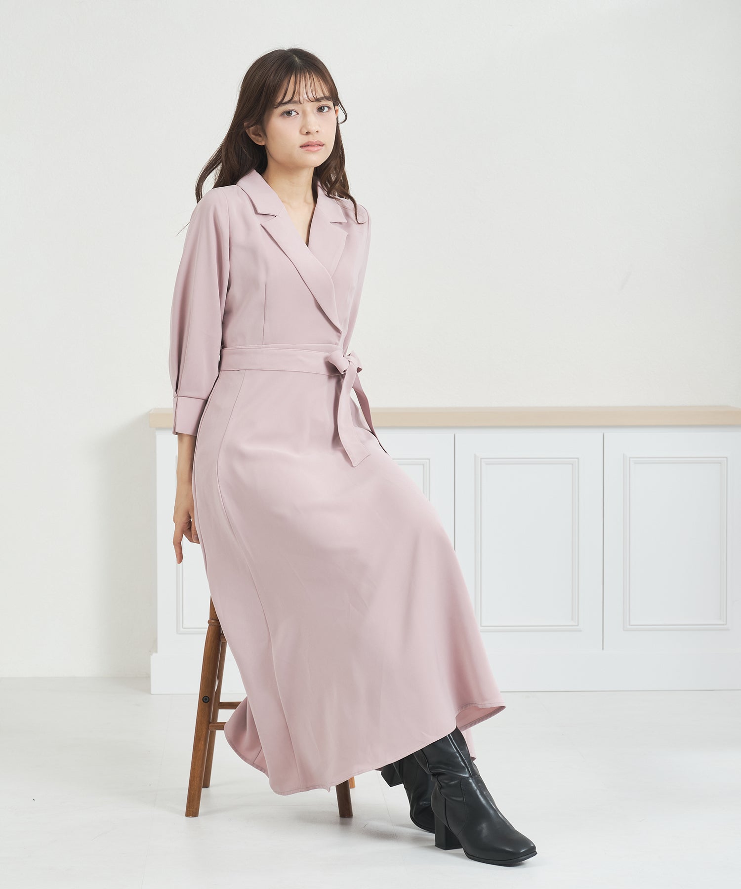 ミッシュマッシュ MISCH MASCH 2025秋冬新作 テーラードフレアワンピース MM557412 (PINK) PINK