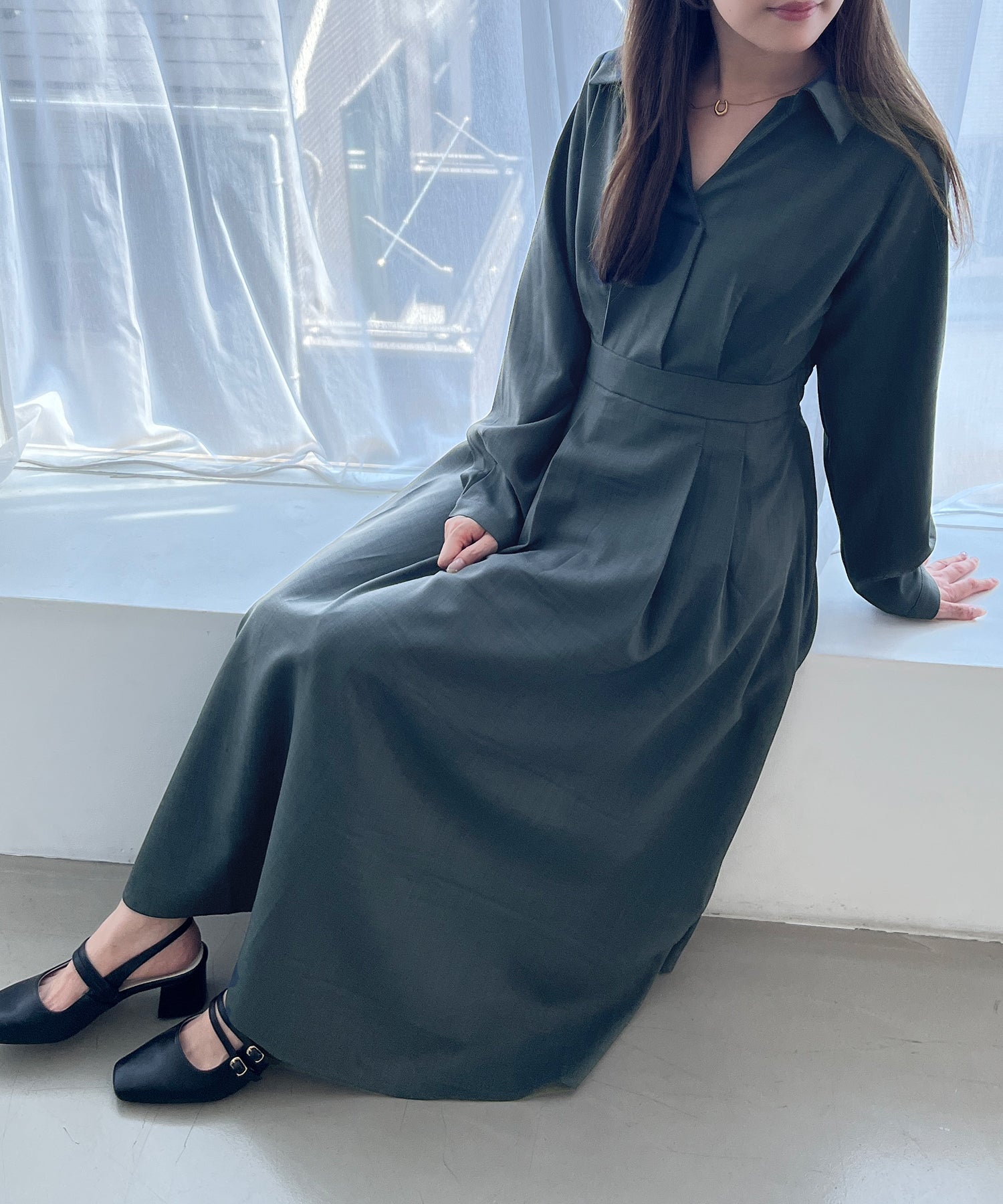 ミッシュマッシュ MISCH MASCH 2025秋冬新作 スキッパータックワンピース MM557411 (CH.GREY) CH.GREY