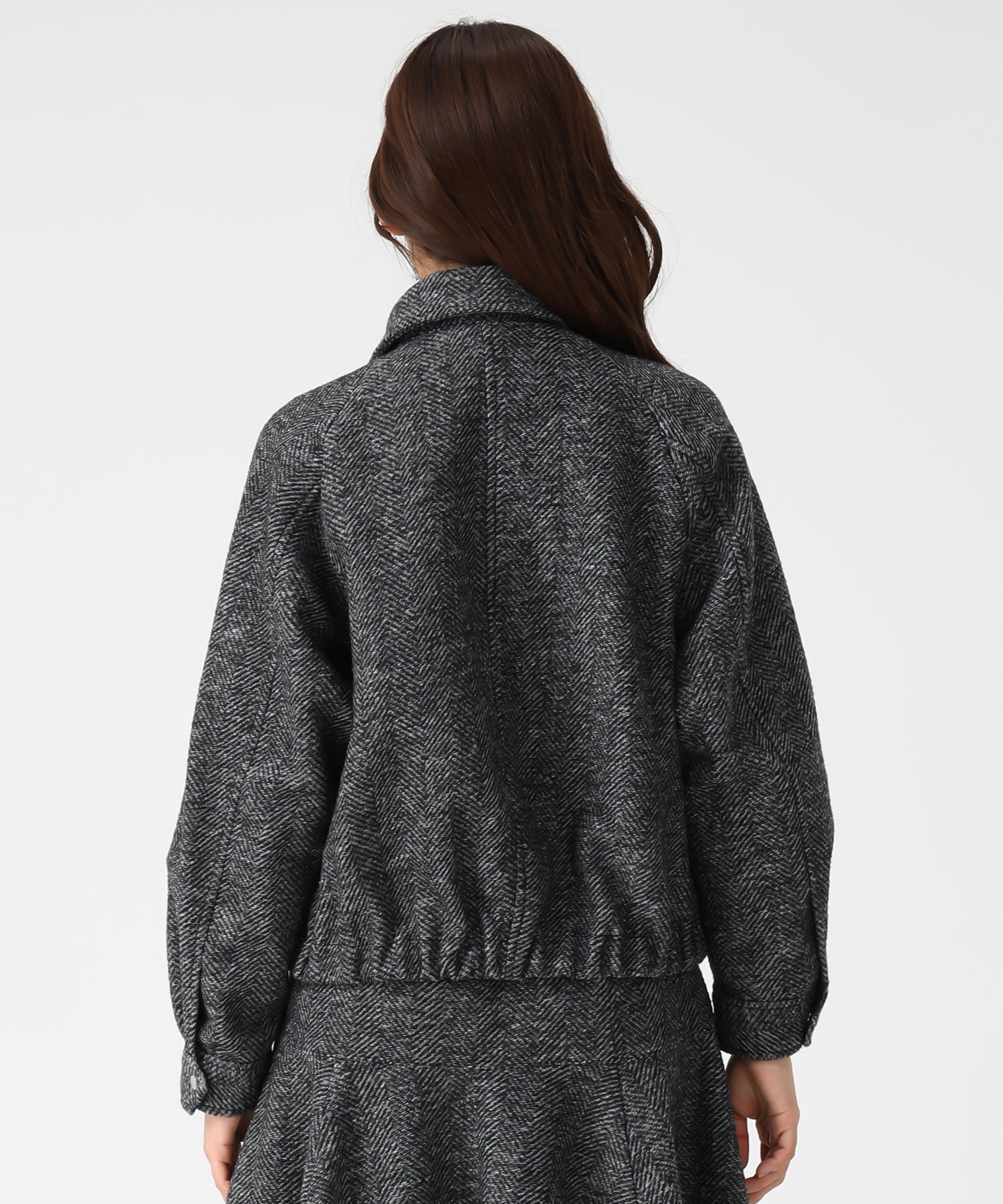 ミッシュマッシュ MISCH MASCH 2025秋冬新作 ヘリンボーン柄ステンカラージャケット MM548609 (BLACK/WHITE) BLACK/WHITE